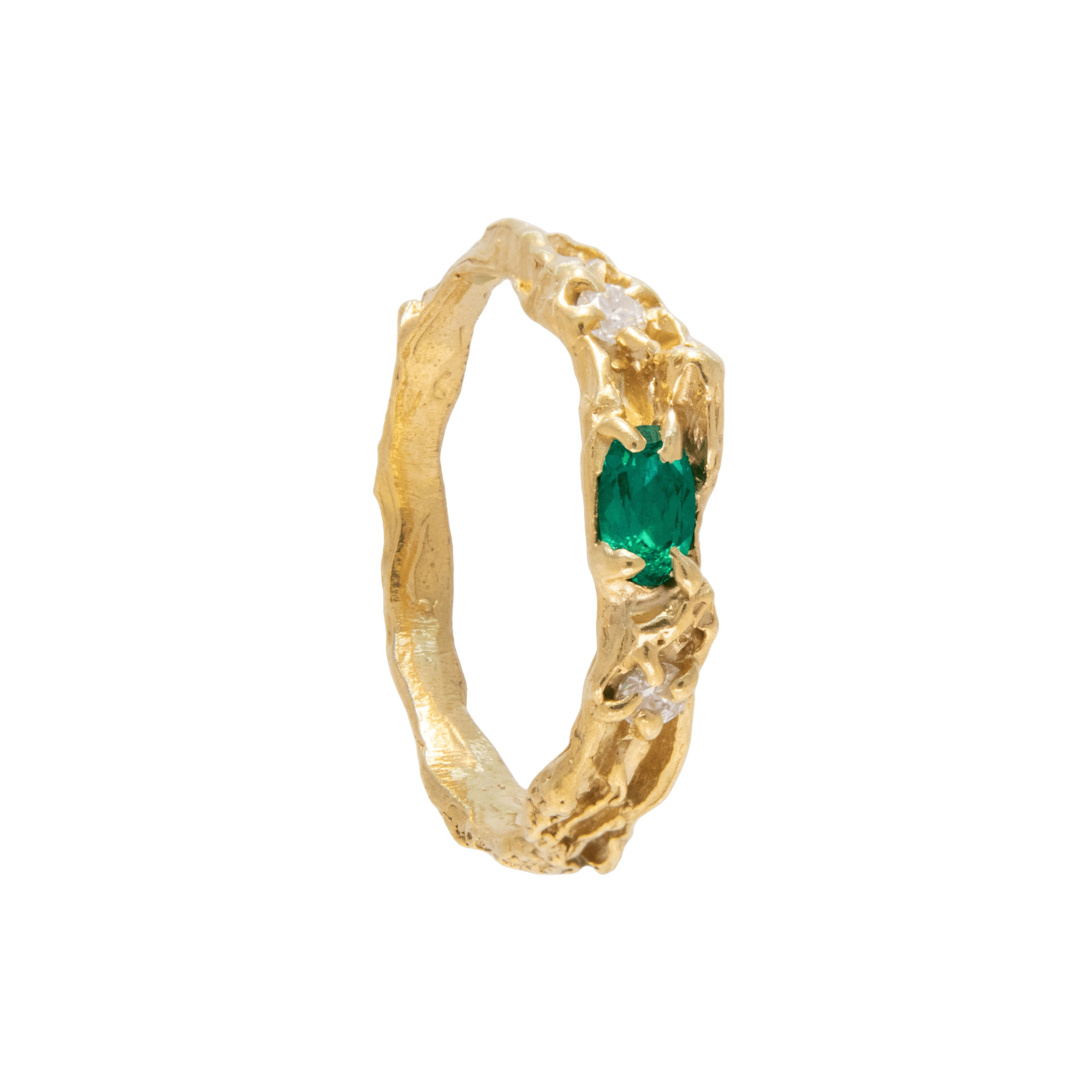 Rosea Emerald Moissanite Ring made by Loveness Lee