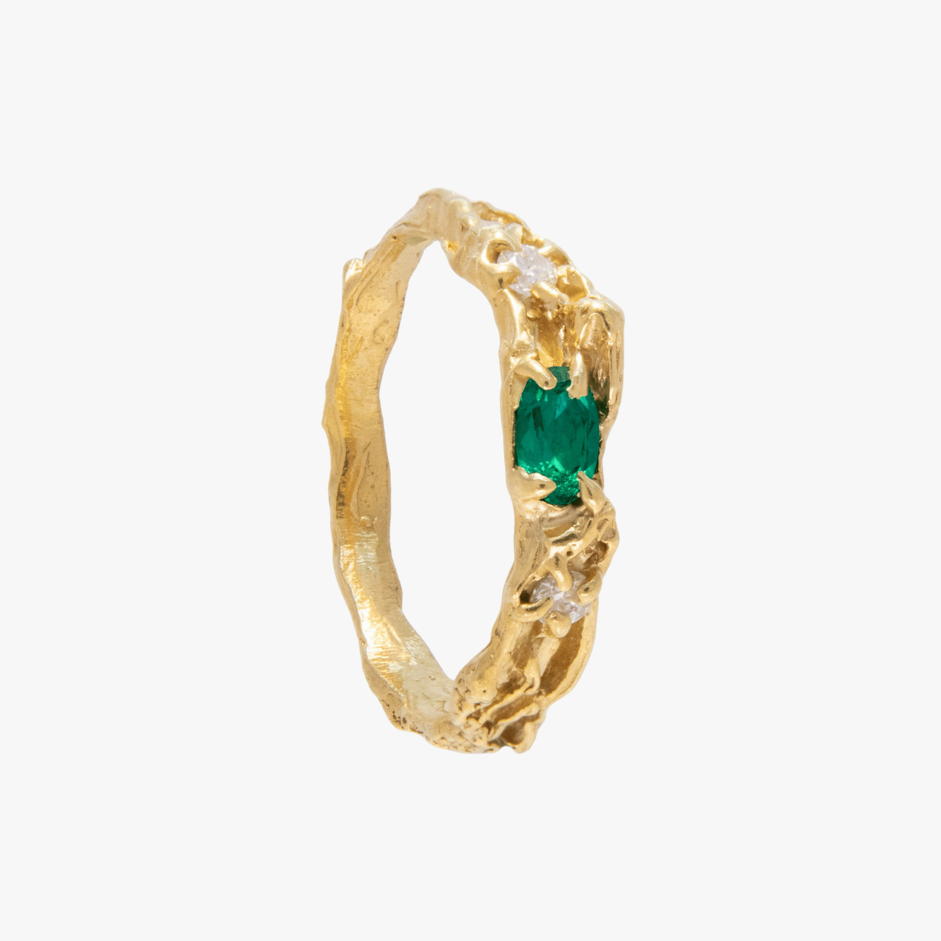 Rosea Emerald Moissanite Ring made by Loveness Lee