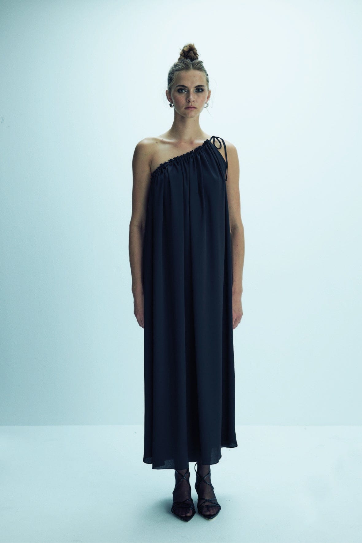 Chrissy One-Shoulder Maxi Dress in Black made by Nazli Ceren