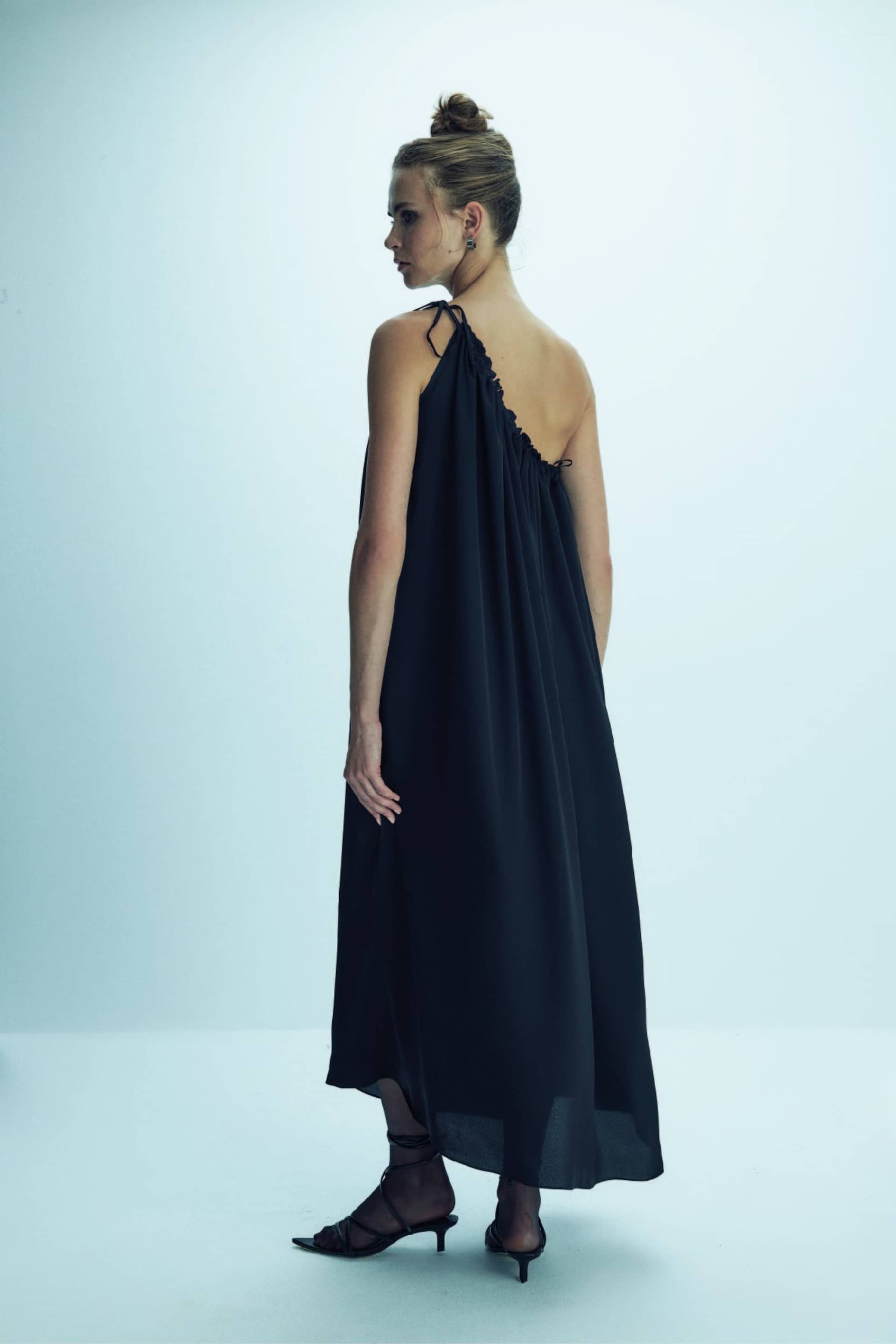 Chrissy One-Shoulder Maxi Dress in Black made by Nazli Ceren