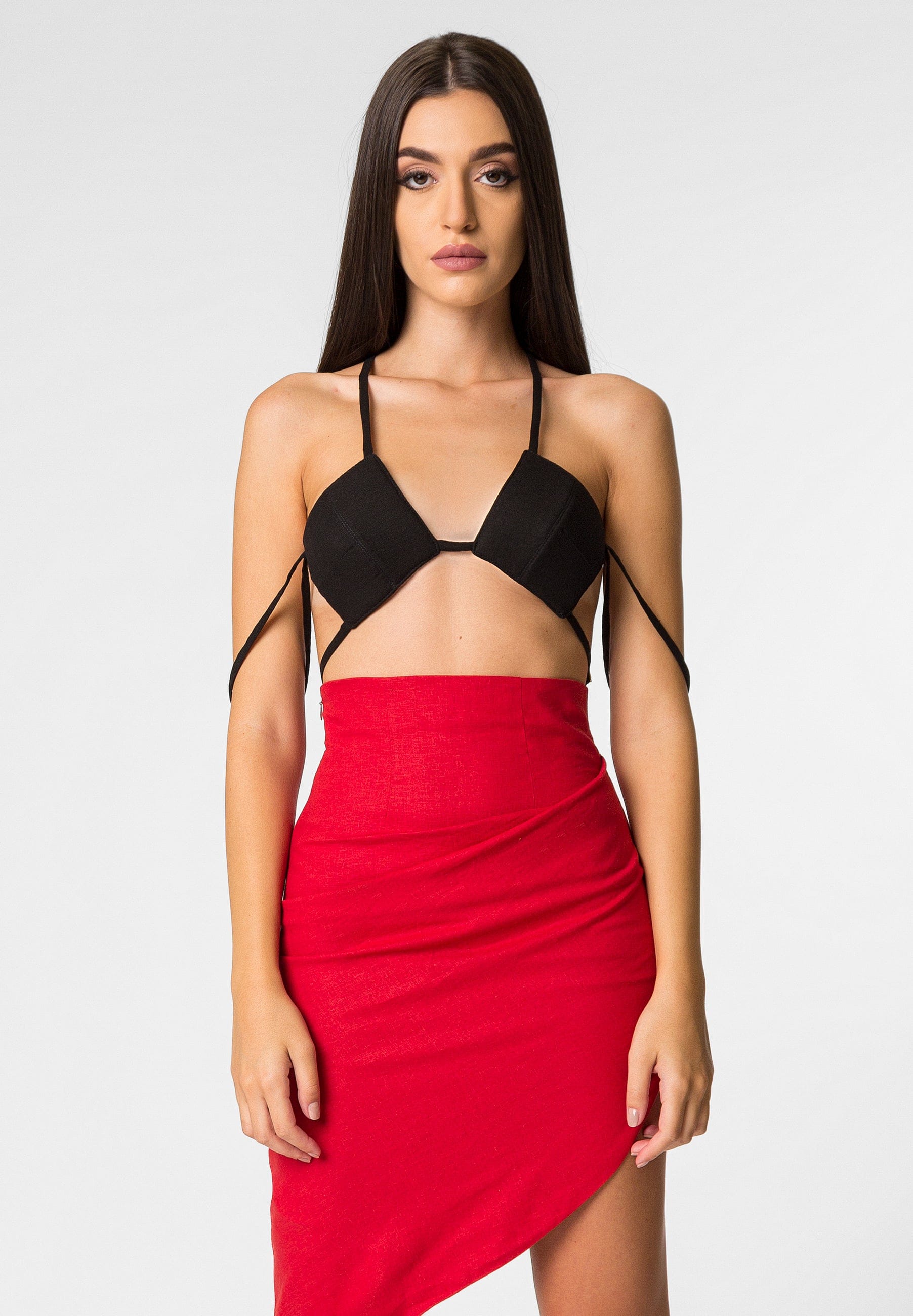 PALMA linen bralette in Black made by DIVALO