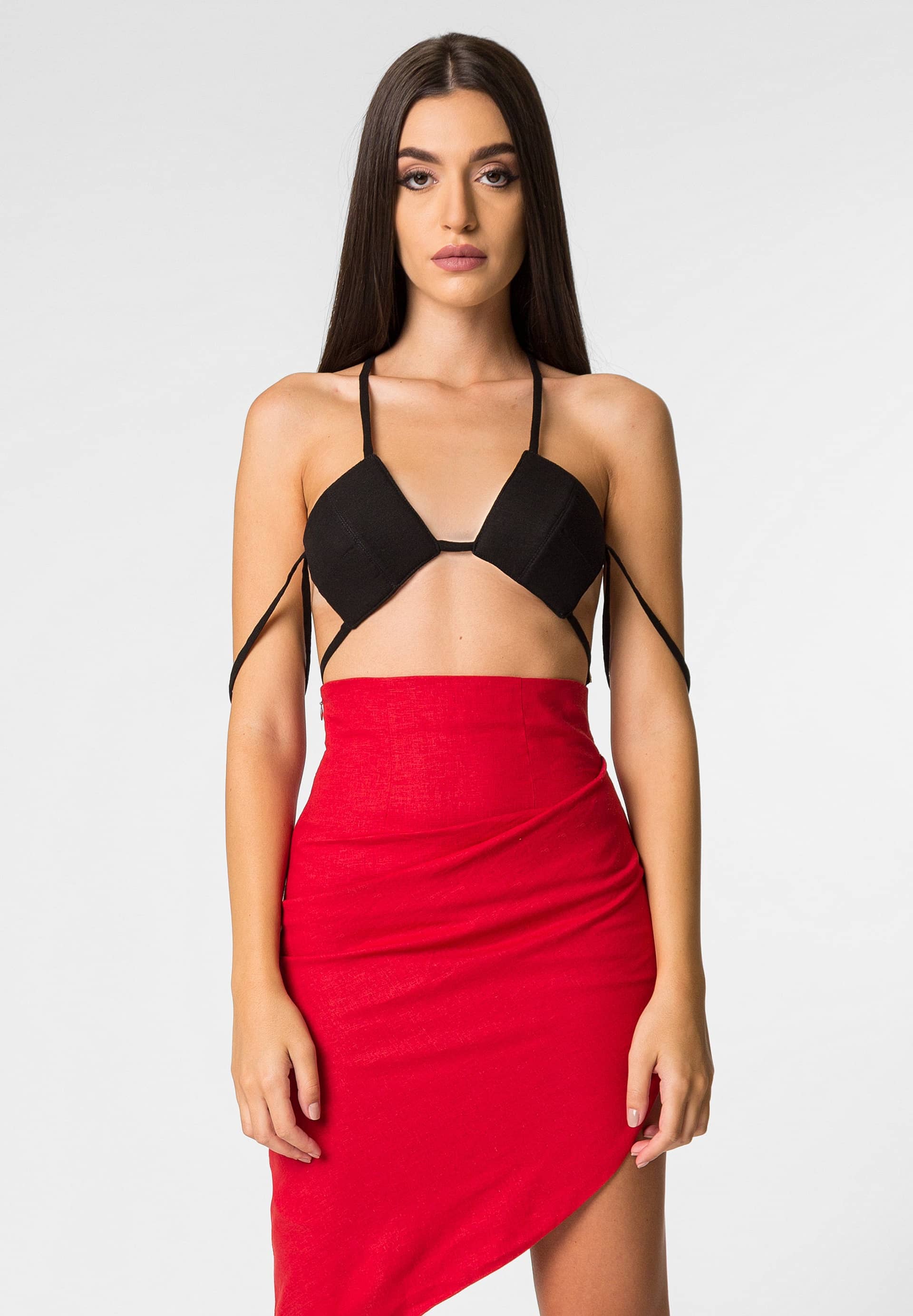 PALMA linen bralette in Black made by DIVALO