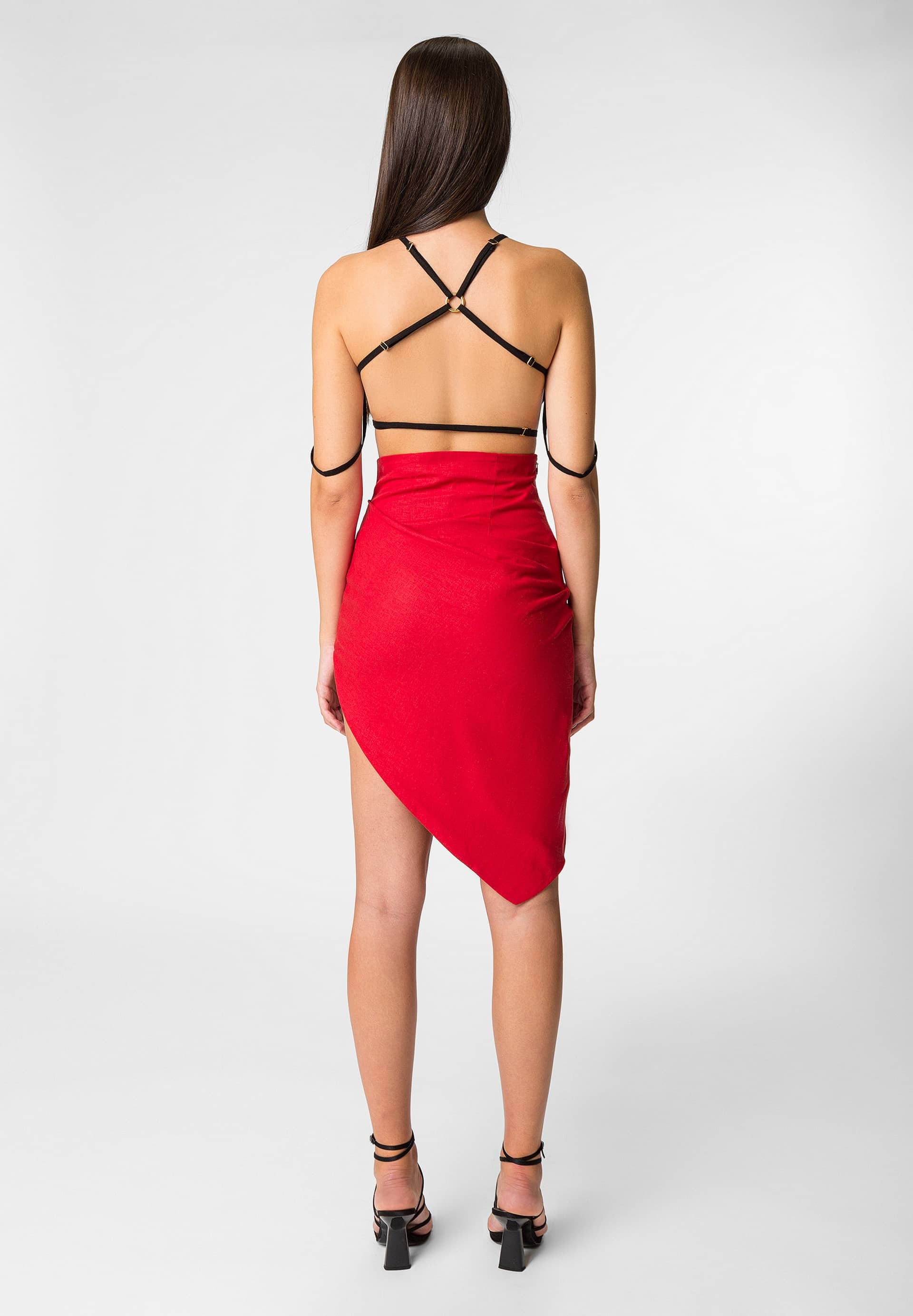 PALMA linen bralette in Black made by DIVALO