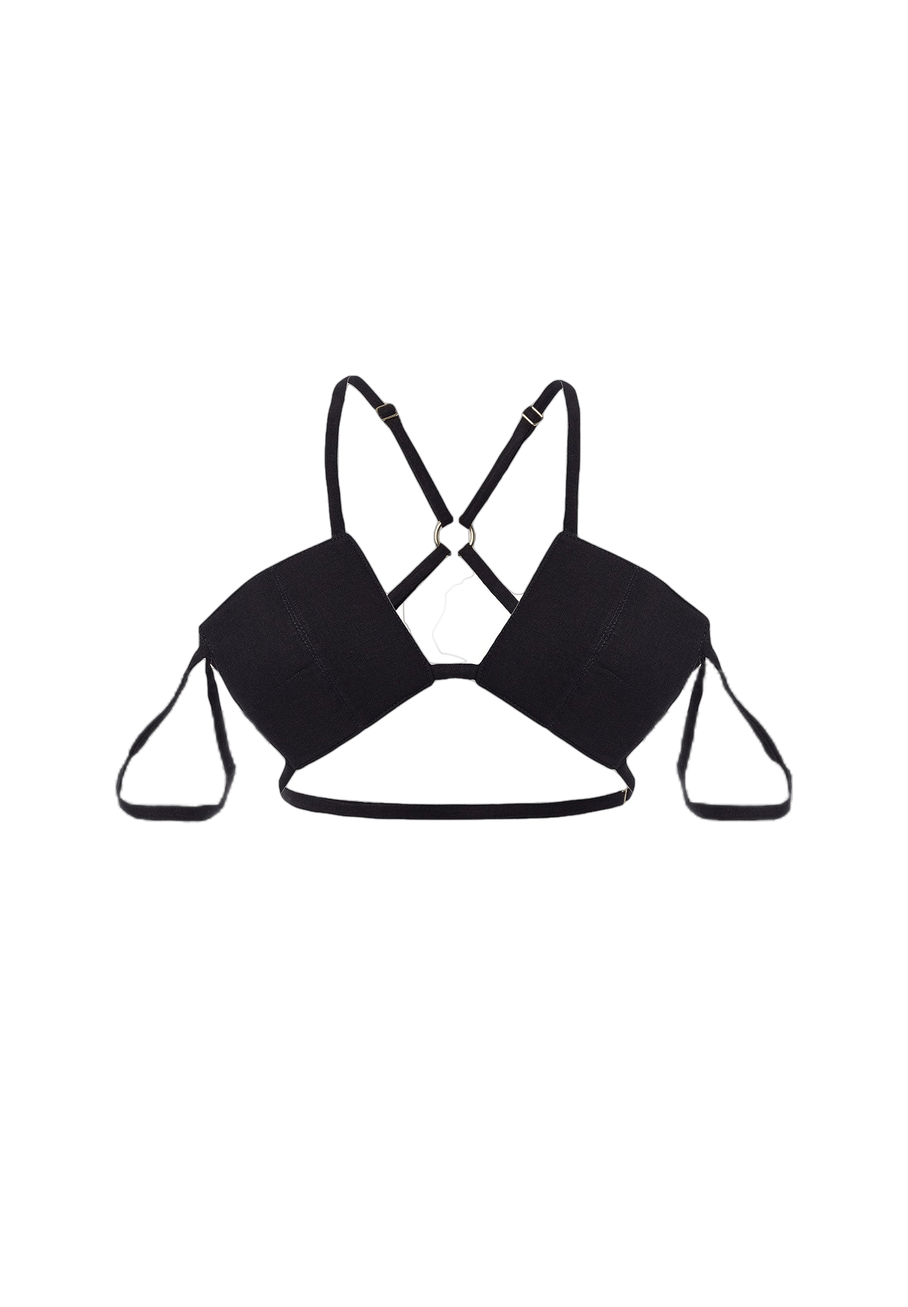 PALMA linen bralette in Black made by DIVALO