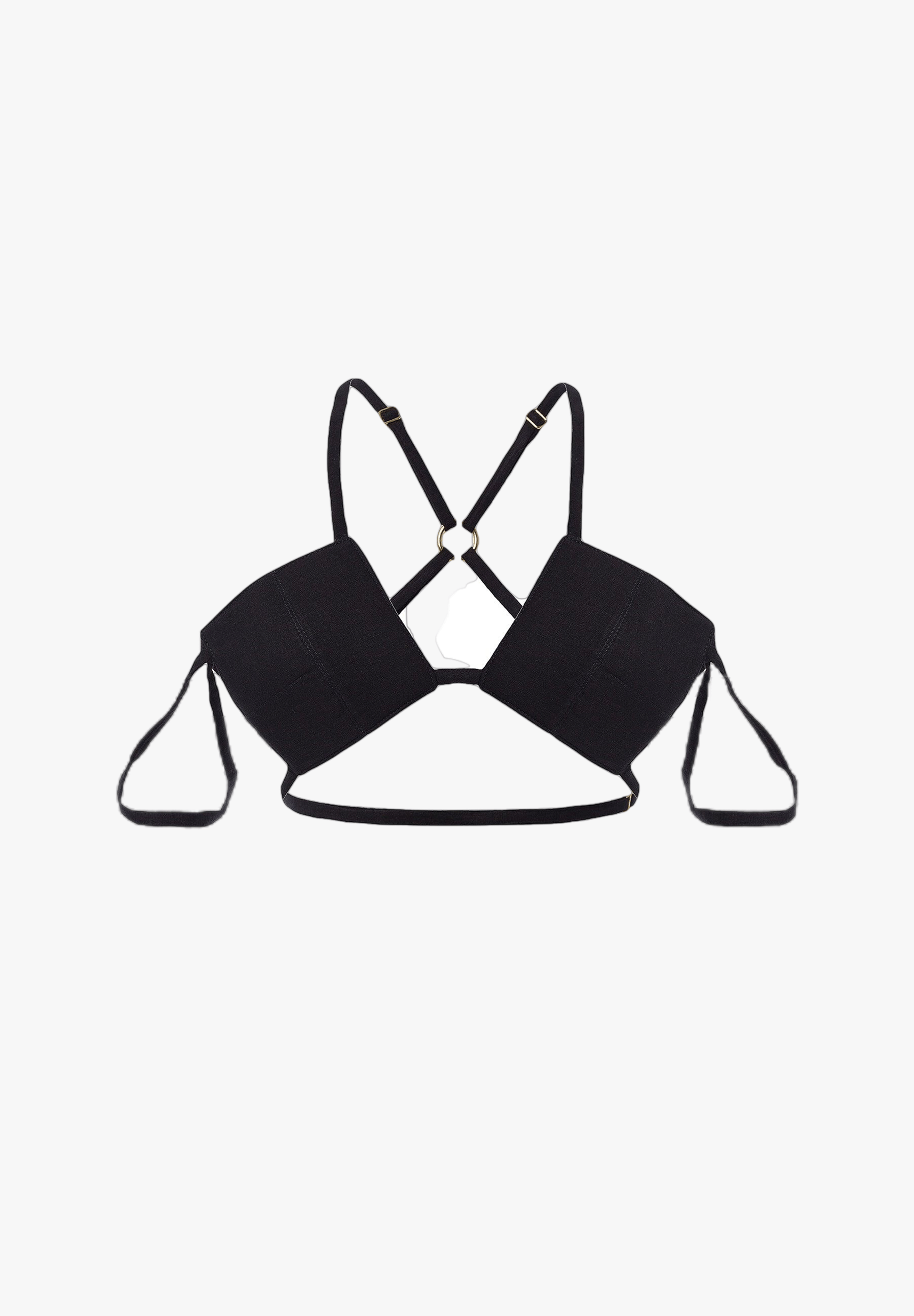 PALMA linen bralette in Black made by DIVALO