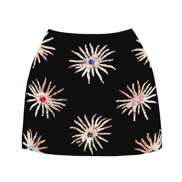 Callie Co-ord Luxe Mini Skirt Black in Black made by Oceanus Swimwear