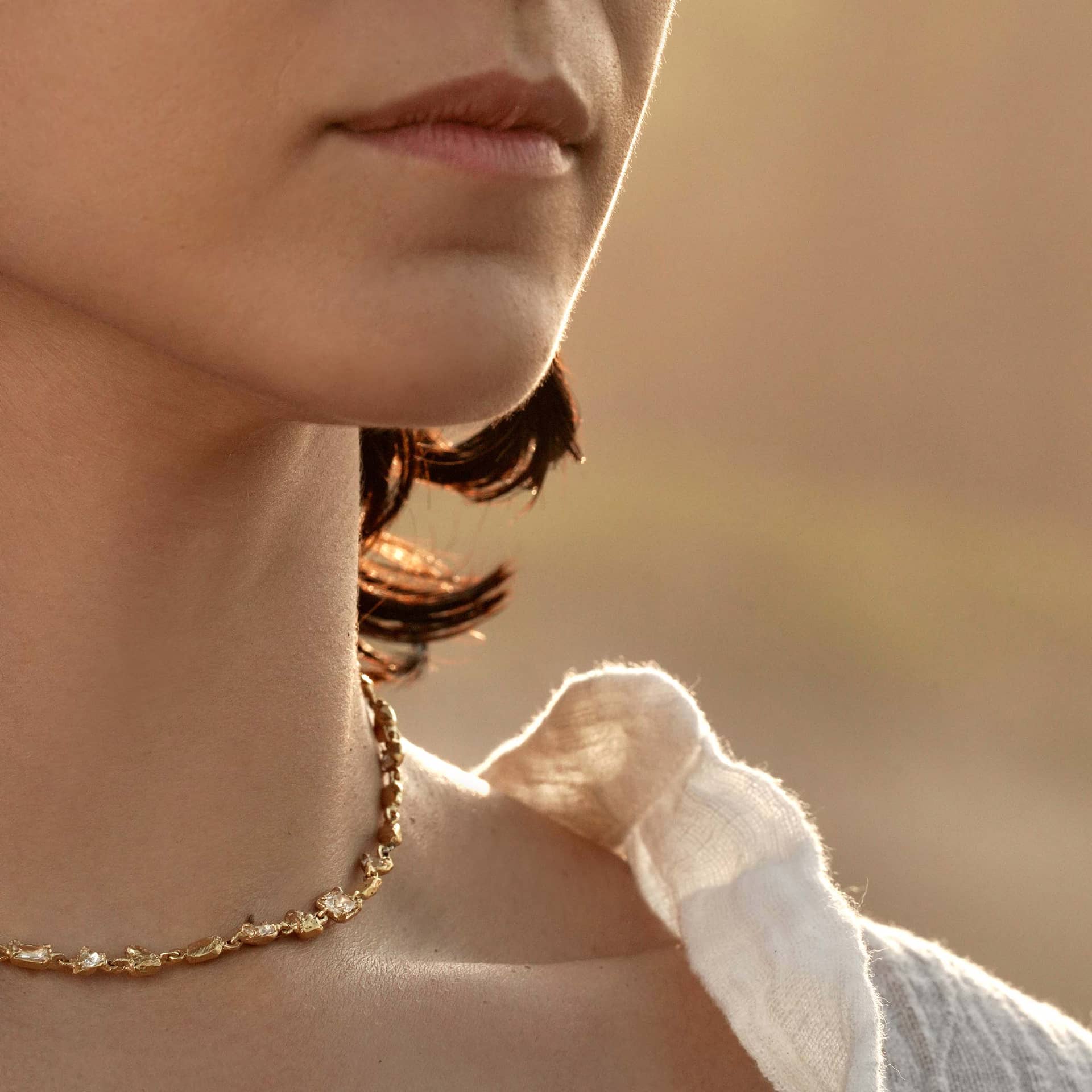 Hali White Sapphire Necklace made by Loveness Lee