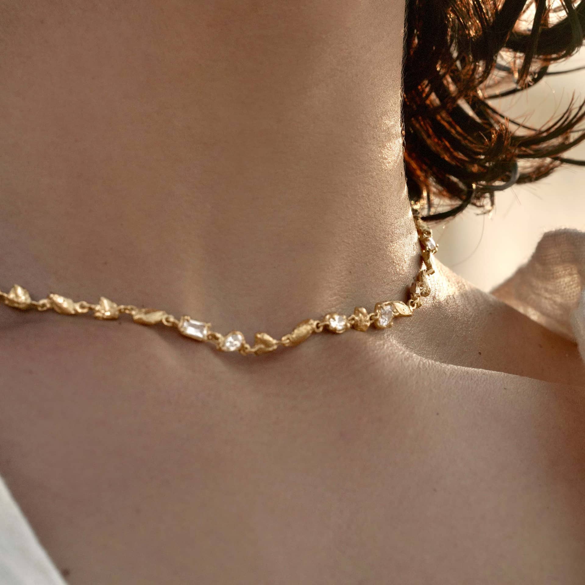 Hali White Sapphire Necklace made by Loveness Lee