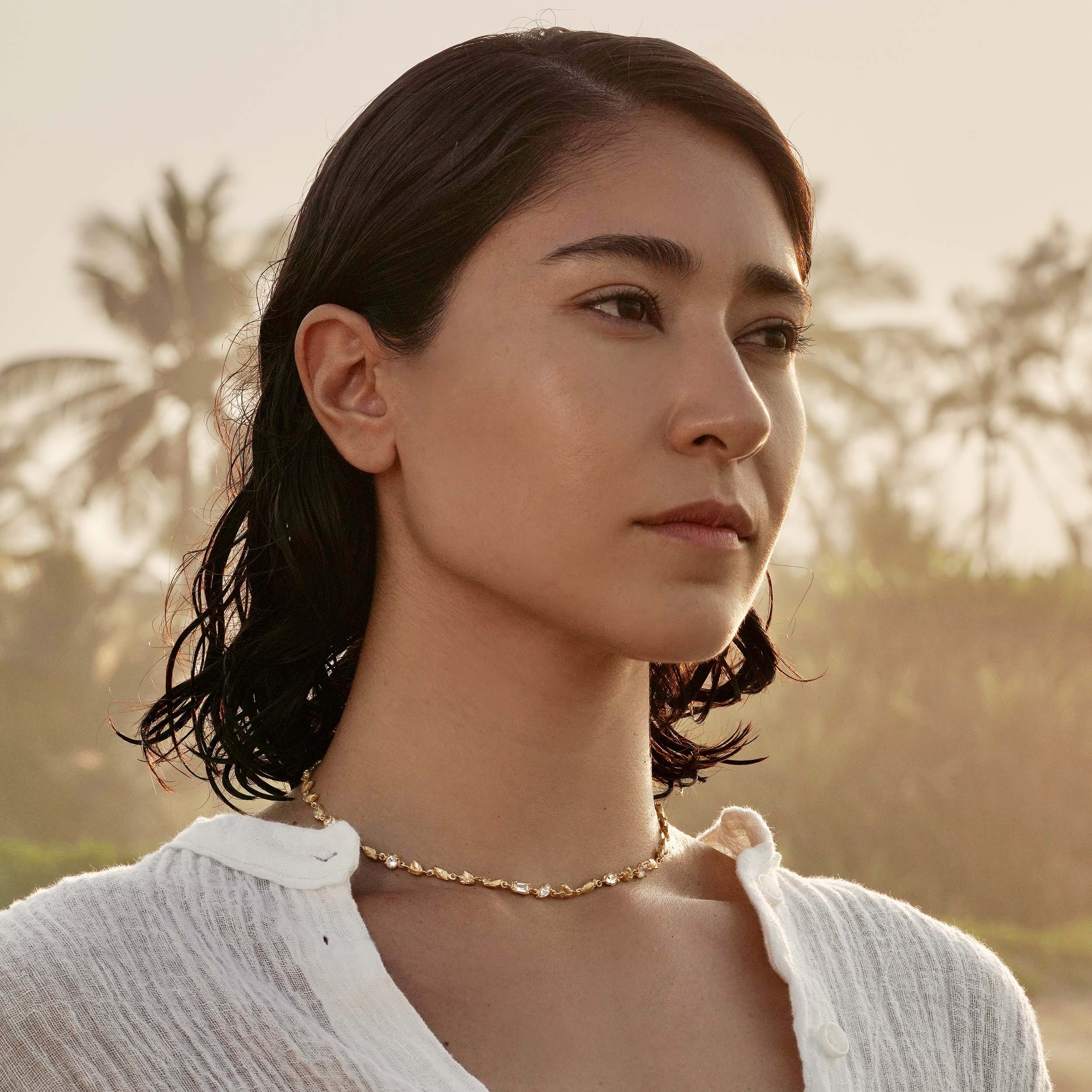 Hali White Sapphire Necklace made by Loveness Lee