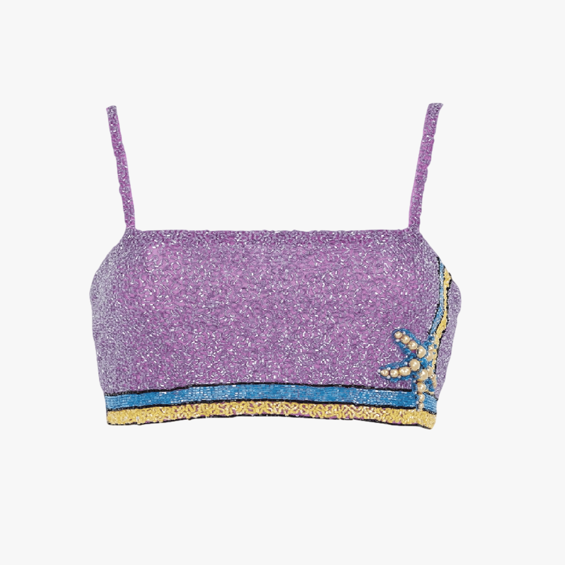 Monni Co-ord Hand Embroidered Crystal Purple Top in Purple made by Oceanus Swimwear