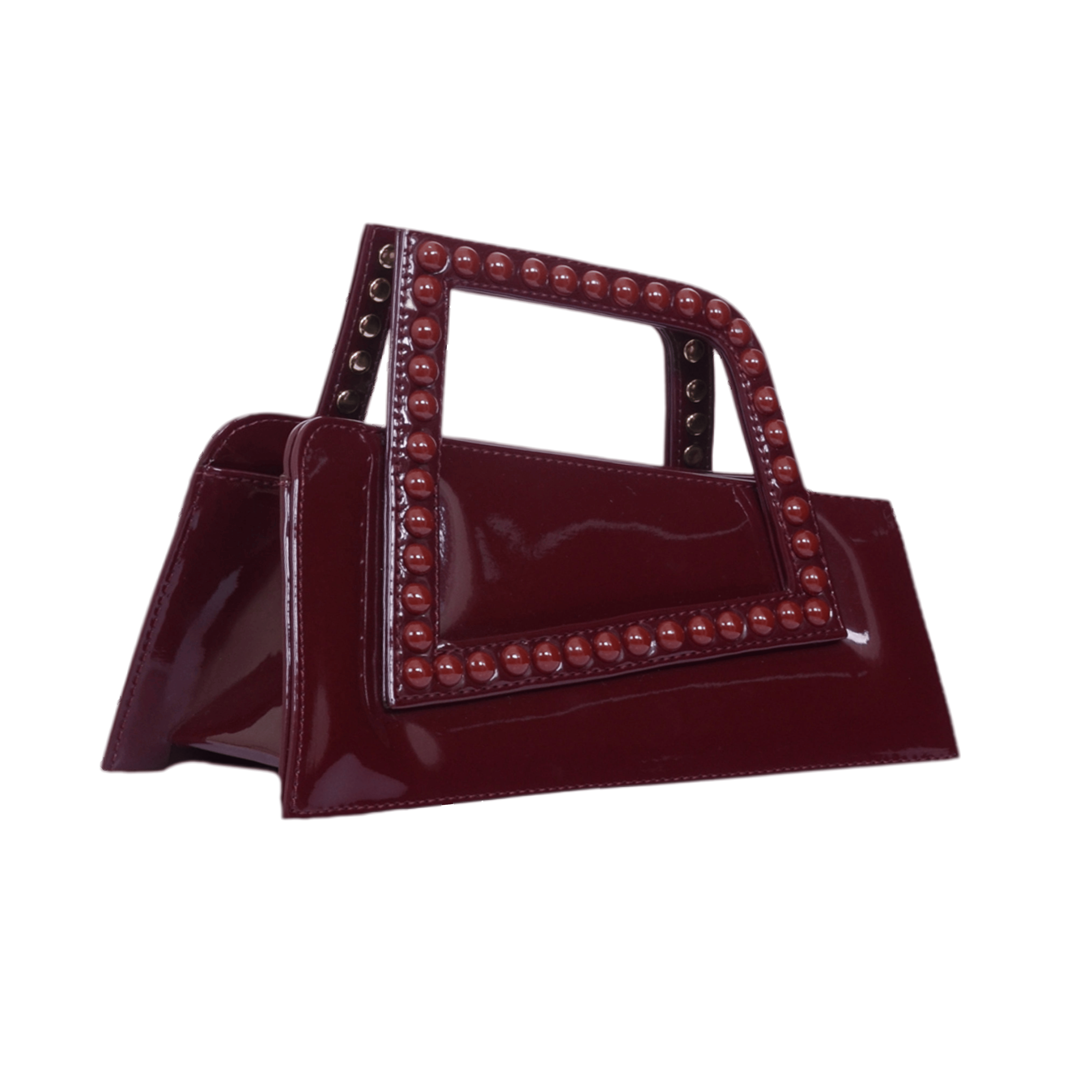 Jalila - Patent Burgundy - Top Handle Bag made by ALIEL