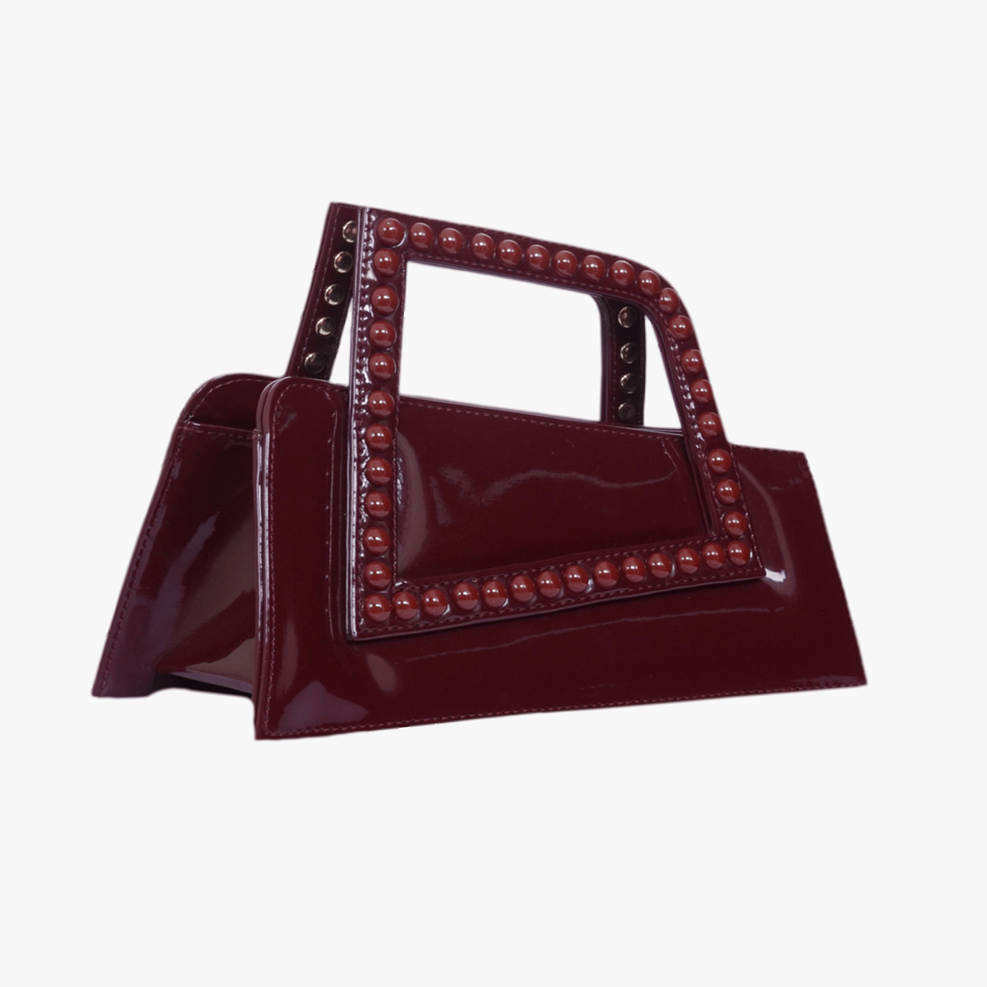 Jalila - Patent Burgundy - Top Handle Bag made by ALIEL