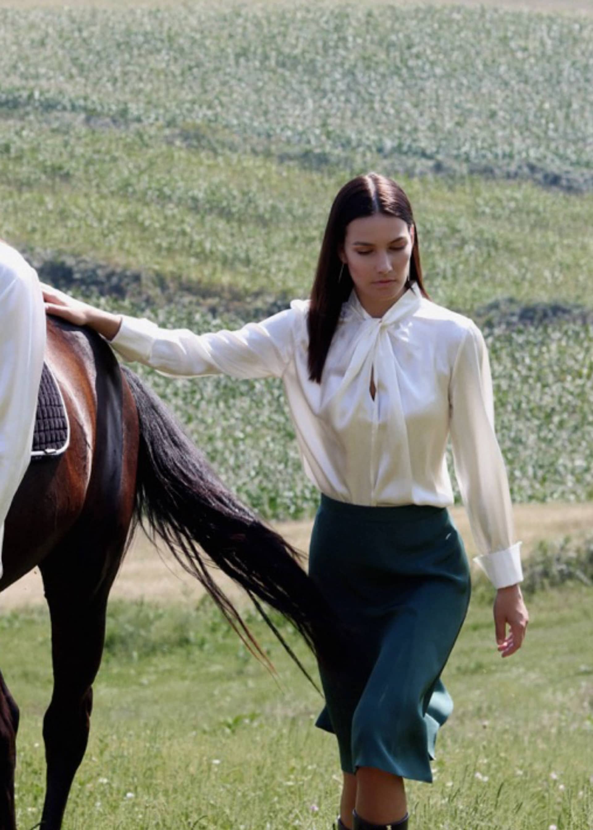 Twist Blouse Denni Silk Ivory made by Vesna W