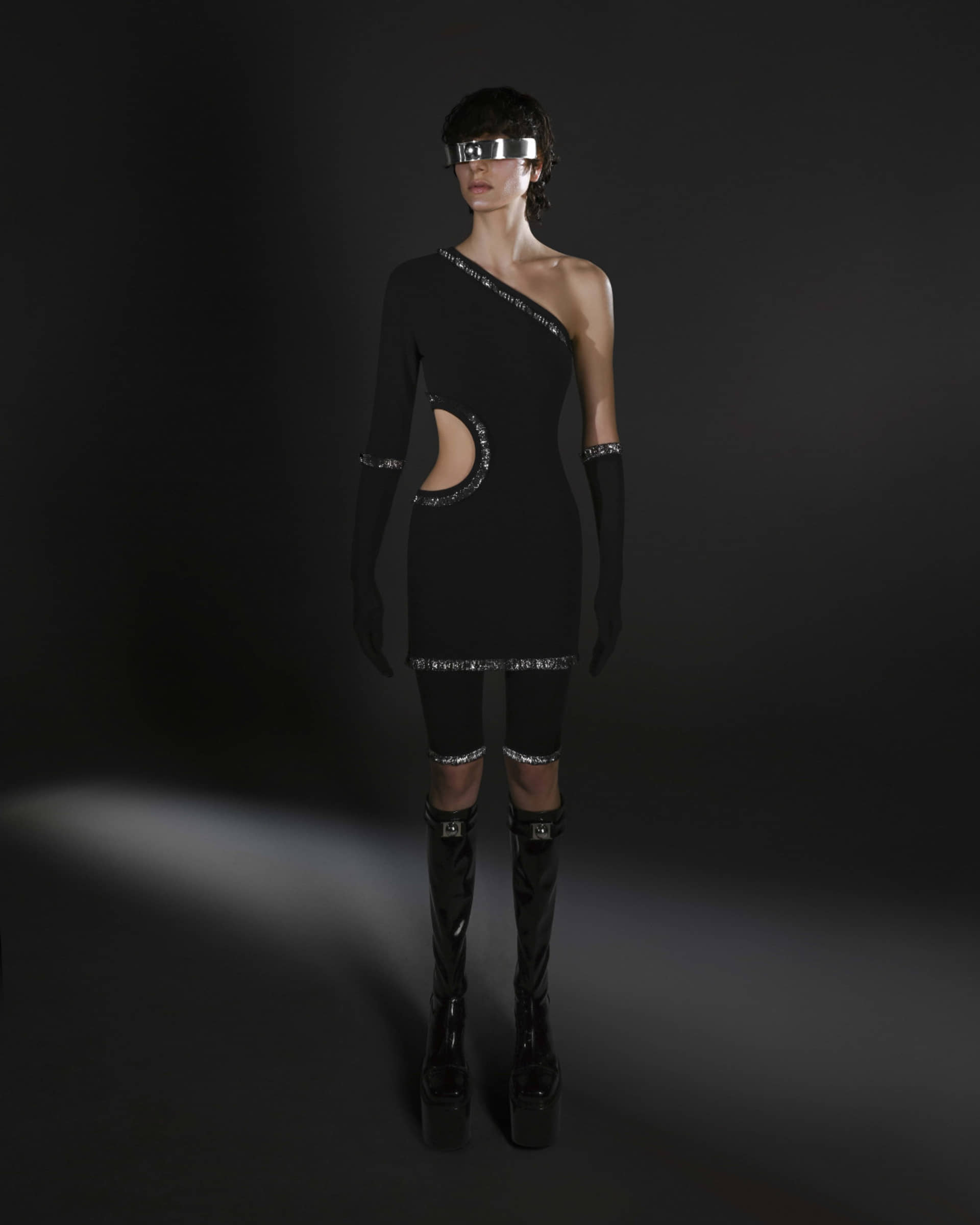 METALLIC LACE-TRIMMED DRESS made by KEBURIA