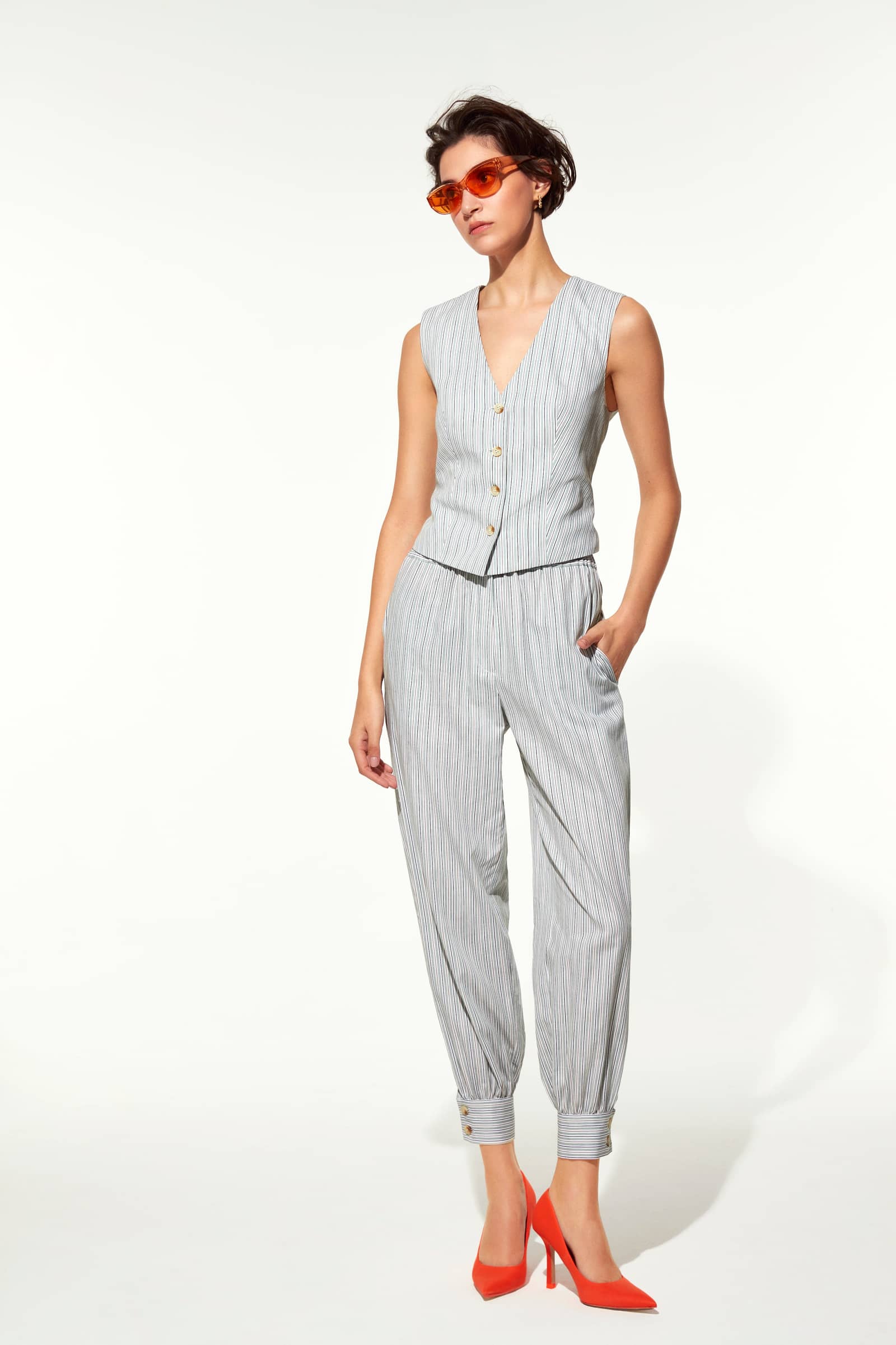 Lyra Striped Cotton Vest made by Nazli Ceren