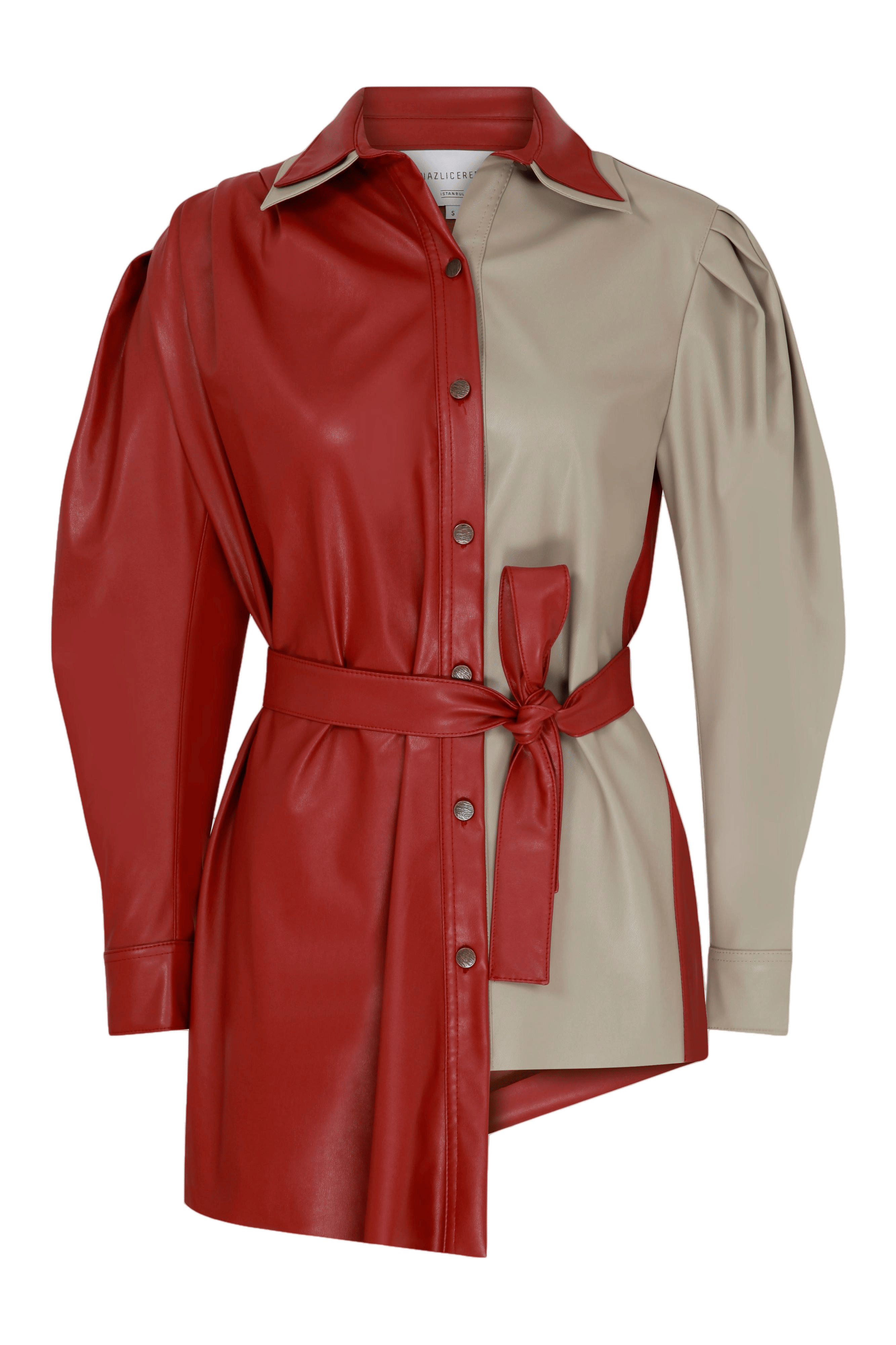 Mara Asymmetric Vegan Leather Shirt made by Nazli Ceren