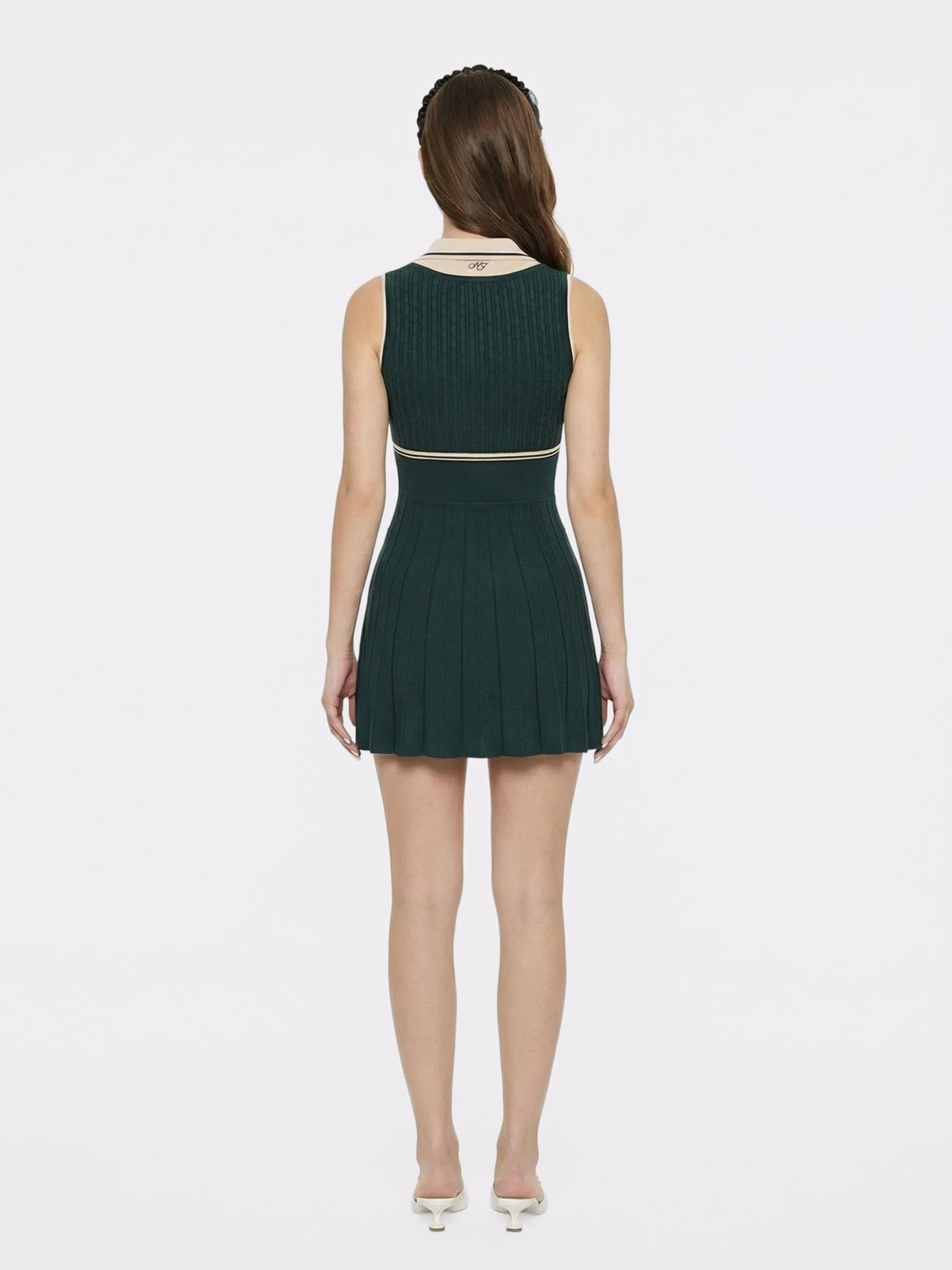 Ivy Colorblock Deep Green Knit Mini Dress made by Nana Jacqueline