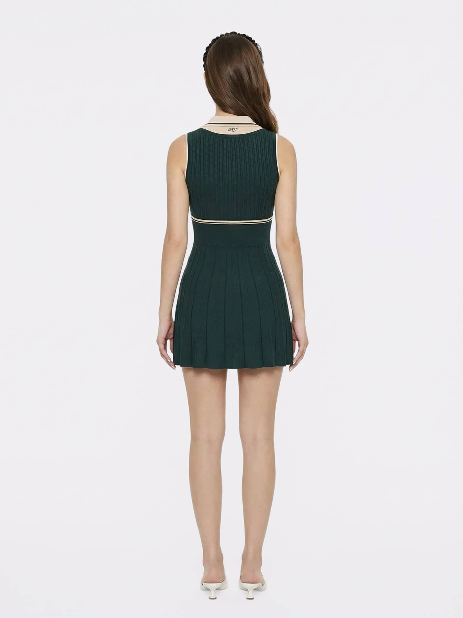 Ivy Colorblock Deep Green Knit Mini Dress made by Nana Jacqueline