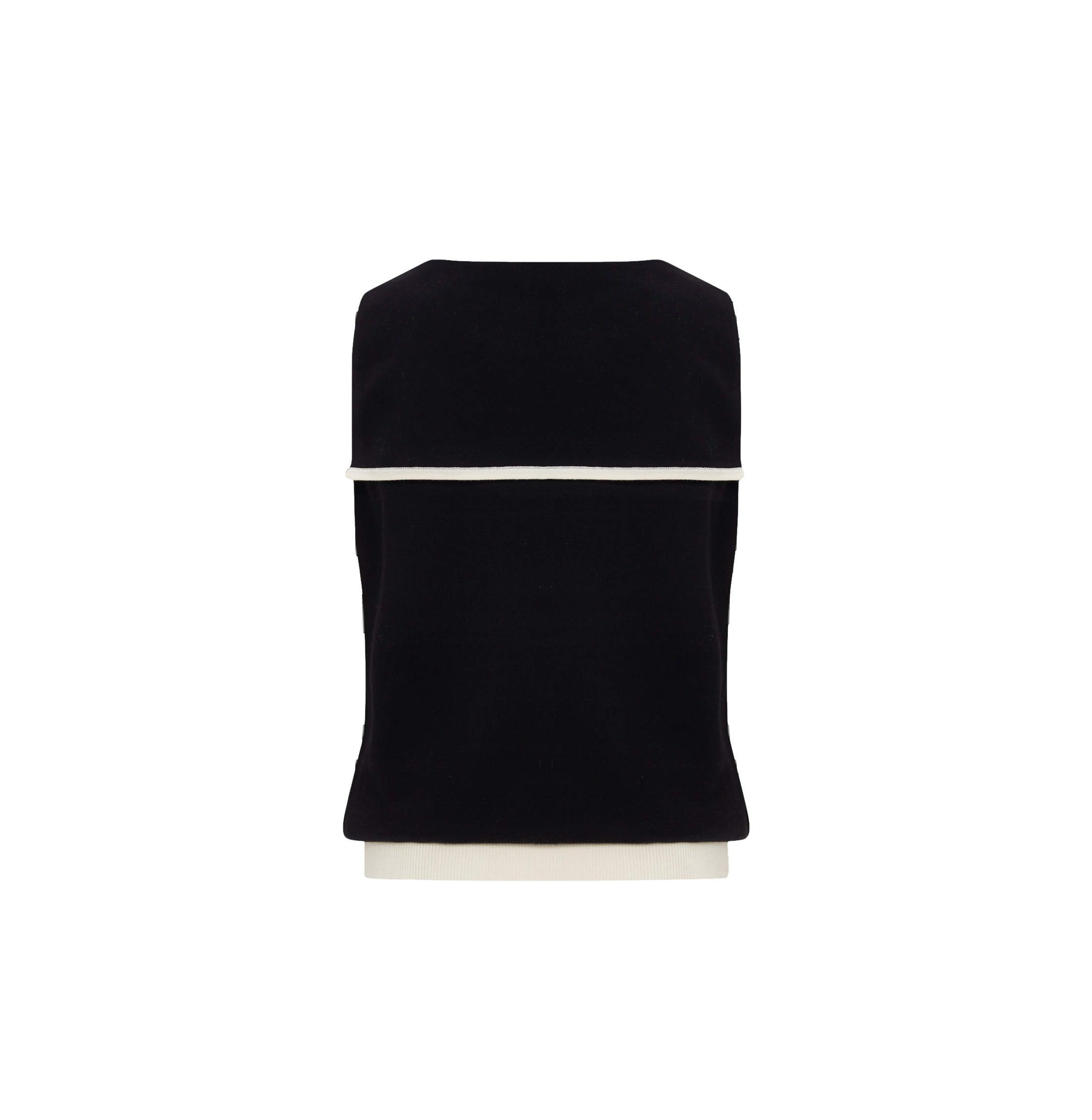 COLORBLOCKED LAPEL KNITTED VEST in Black made by CRUSH Collection