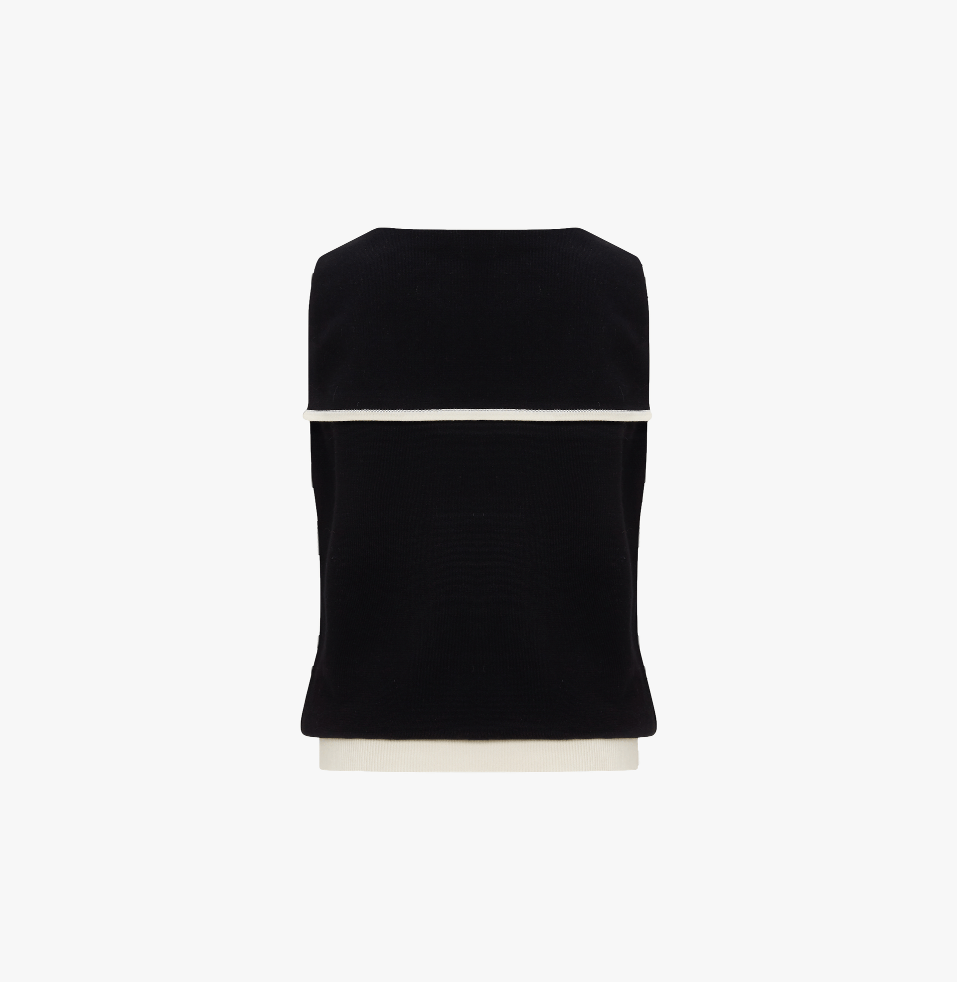 COLORBLOCKED LAPEL KNITTED VEST in Black made by CRUSH Collection
