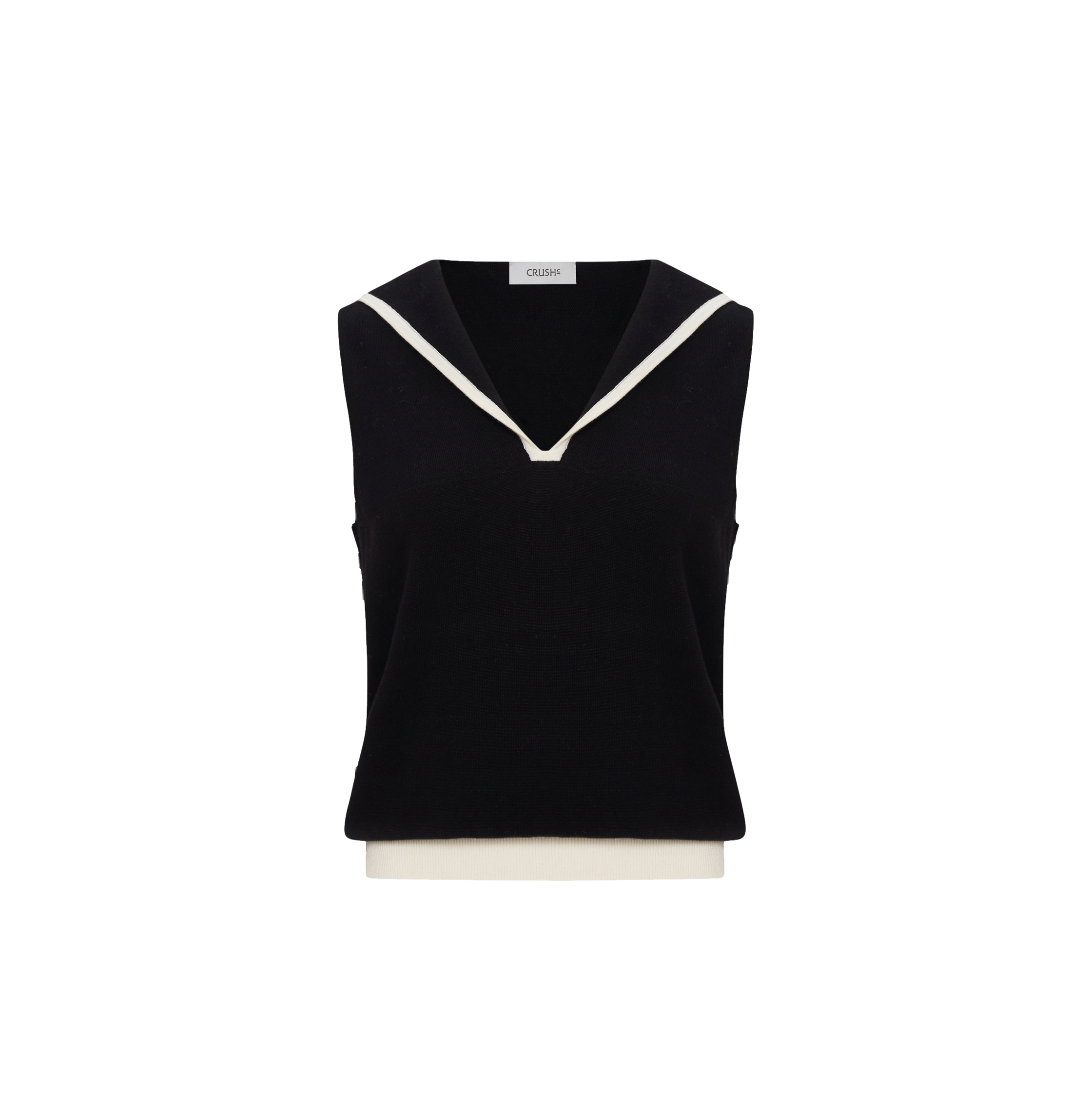 COLORBLOCKED LAPEL KNITTED VEST in Black made by CRUSH Collection