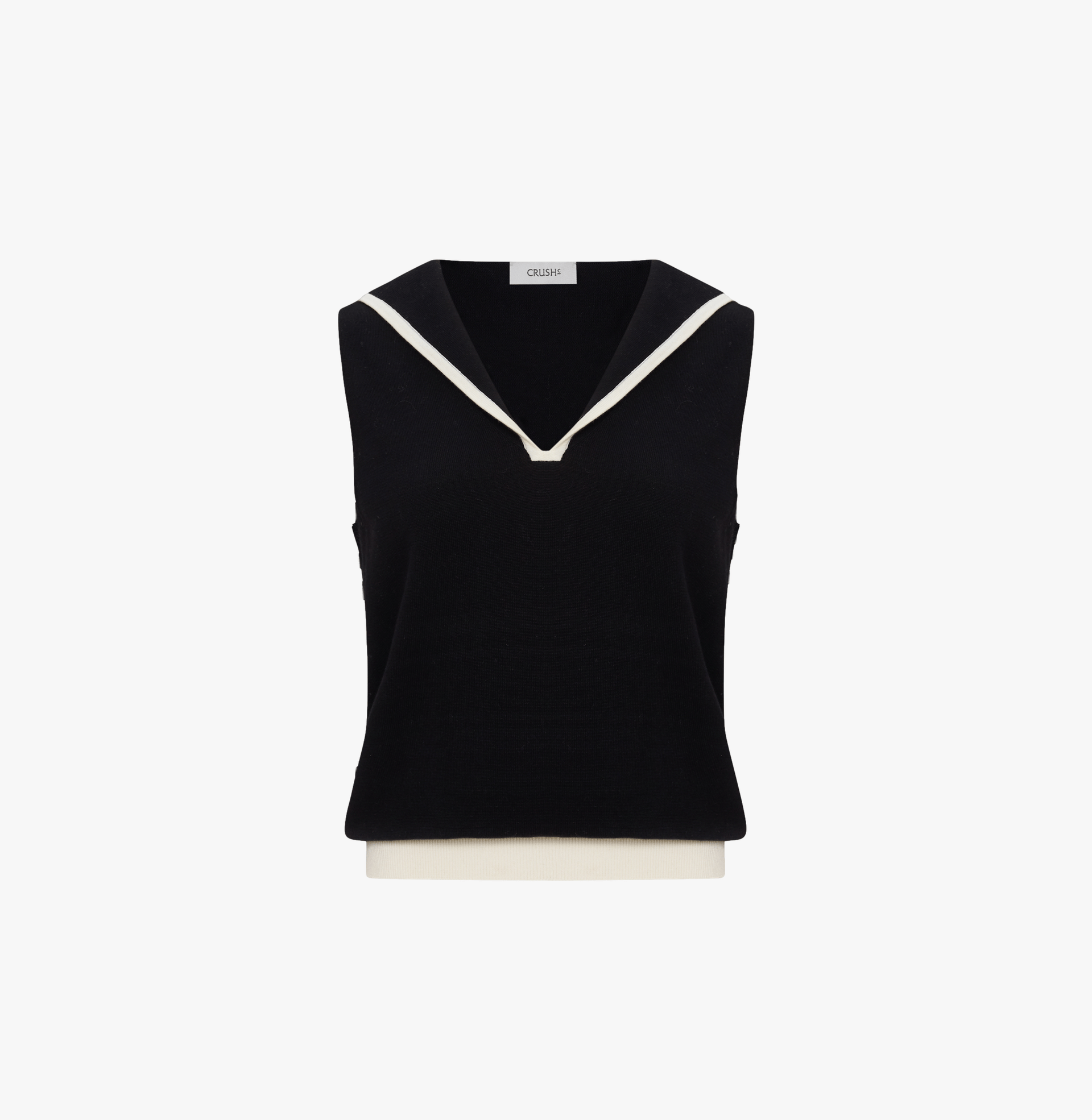 COLORBLOCKED LAPEL KNITTED VEST in Black made by CRUSH Collection