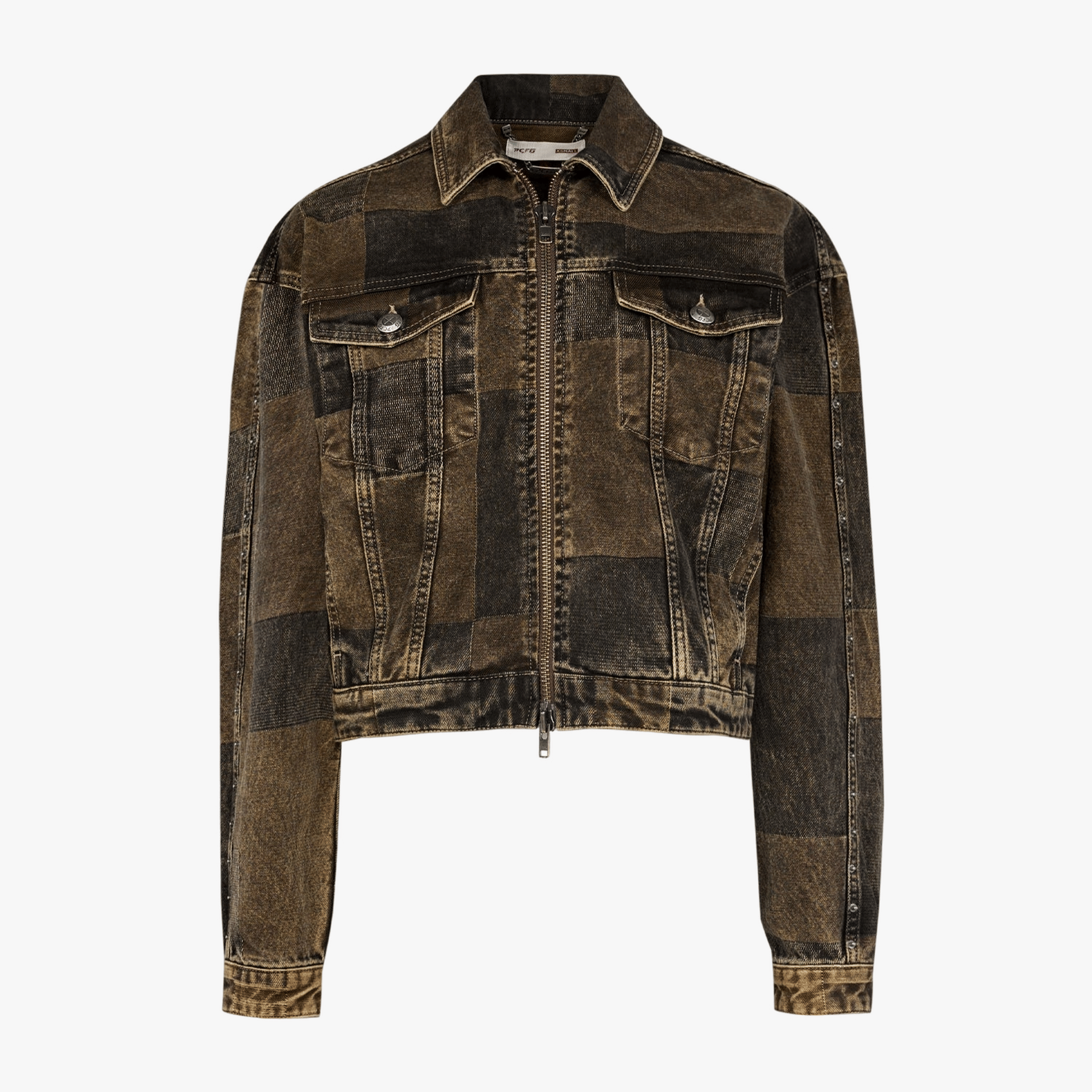 YOUR *ITCH COLORBLOCKED DENIM JACKET - BROWN made by PCFG