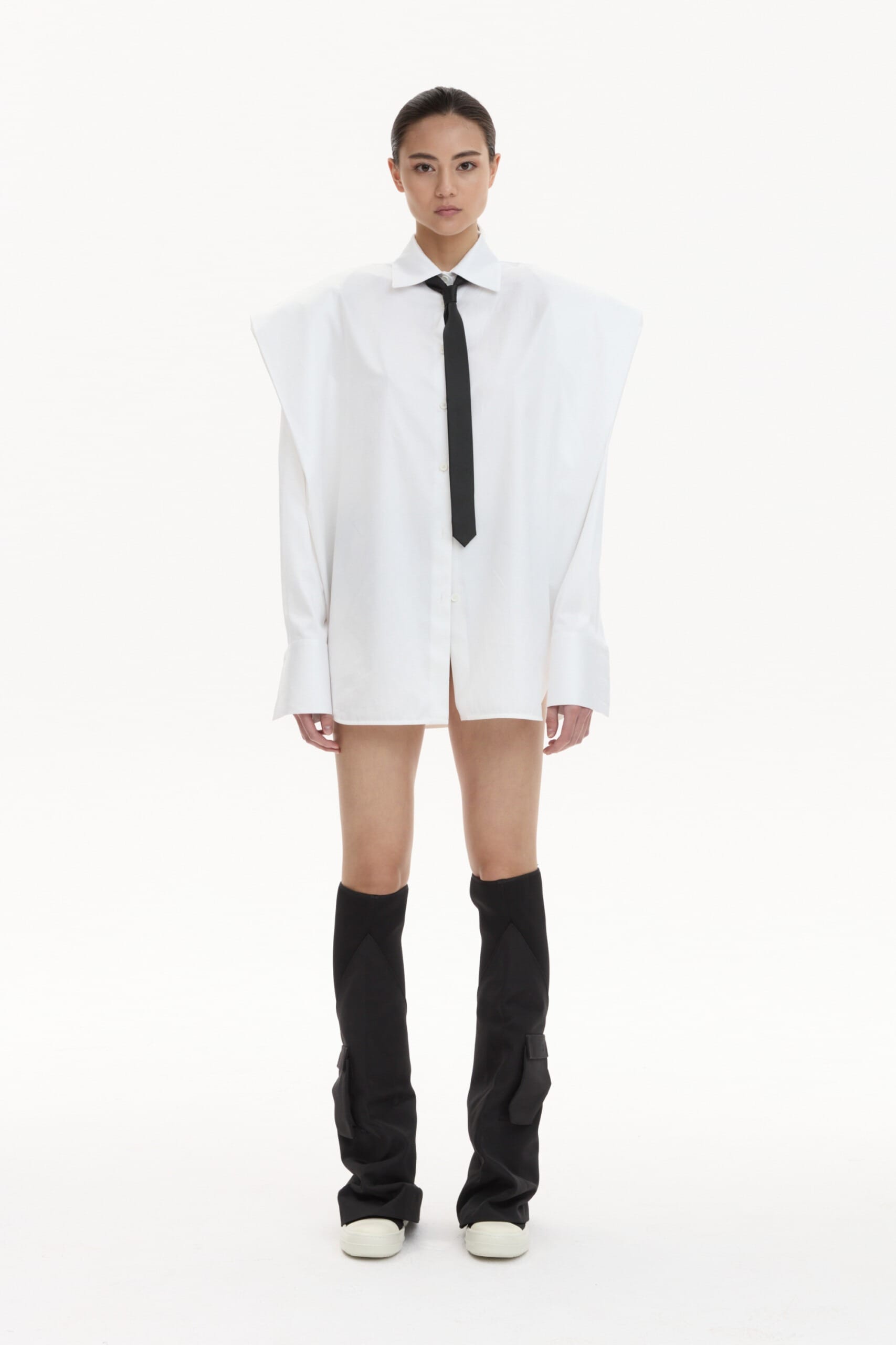 Shirt With Wide Shoulders White made by YAVORSKA