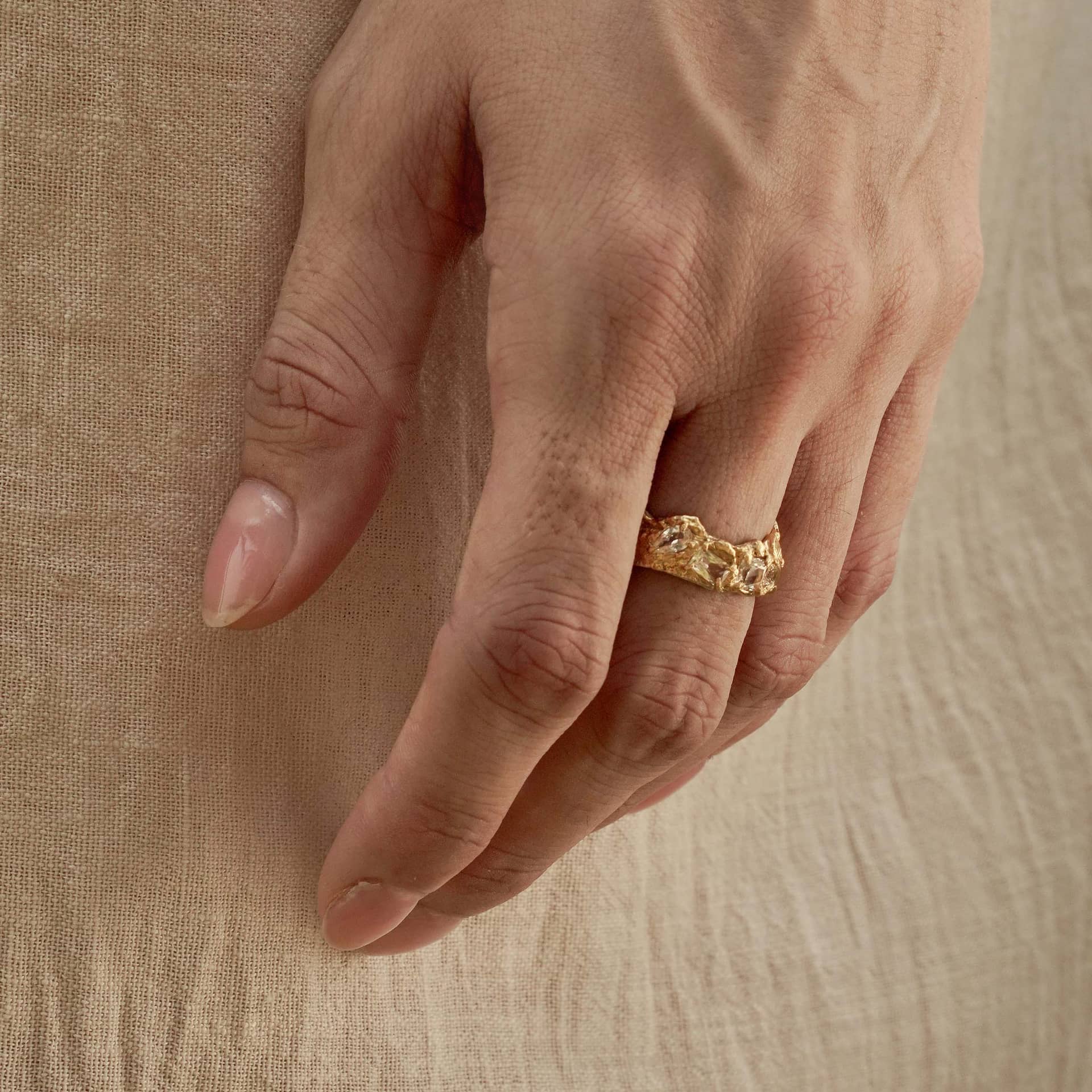 Mara White Sapphire Ring made by Loveness Lee