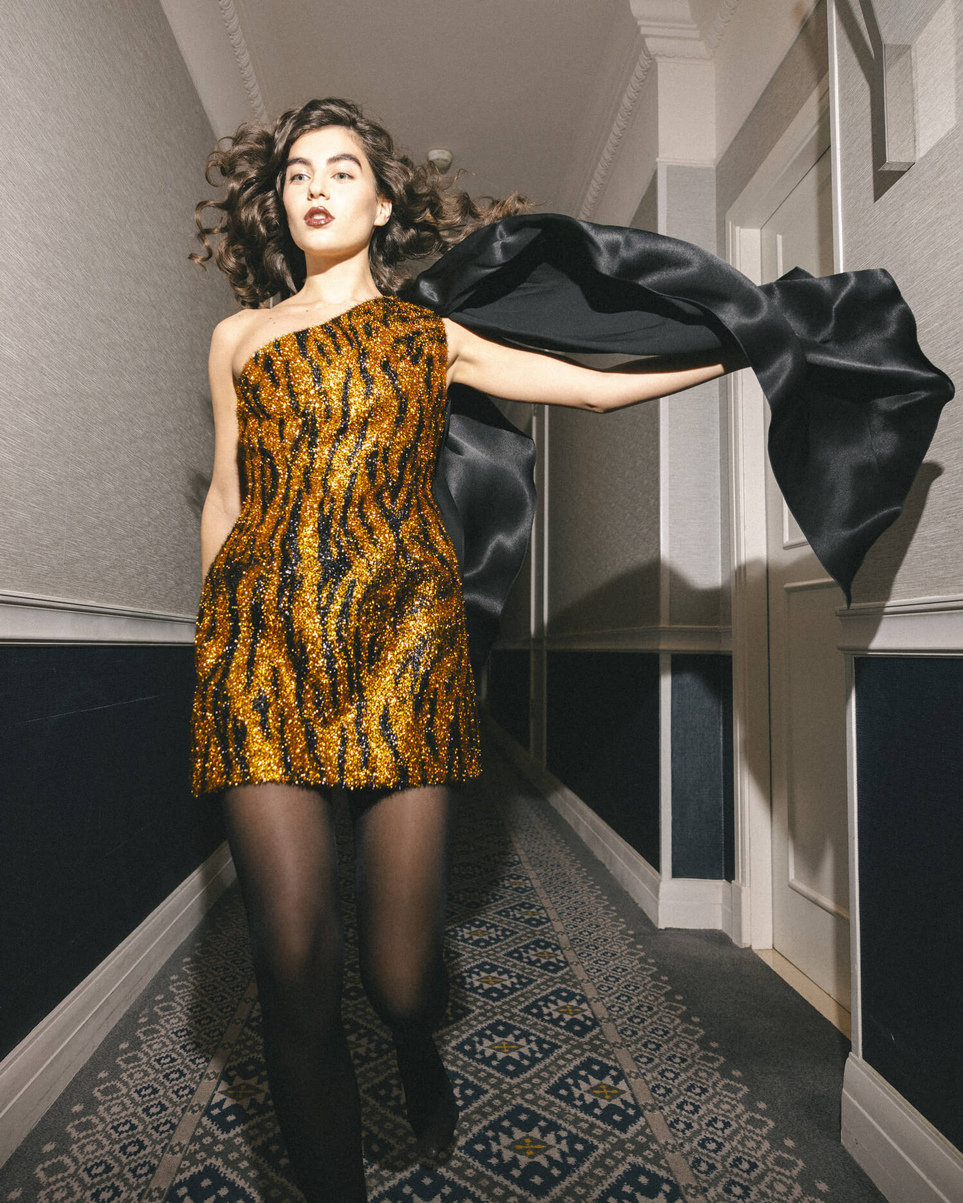 Fuzzy One Shoulder Mini Dress made by Maria Kokhia