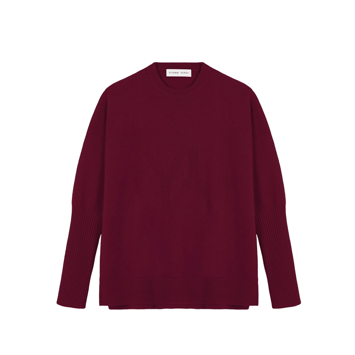Boxy Sweater With YY Logo Bordeaux made by YLIANA YEPEZ
