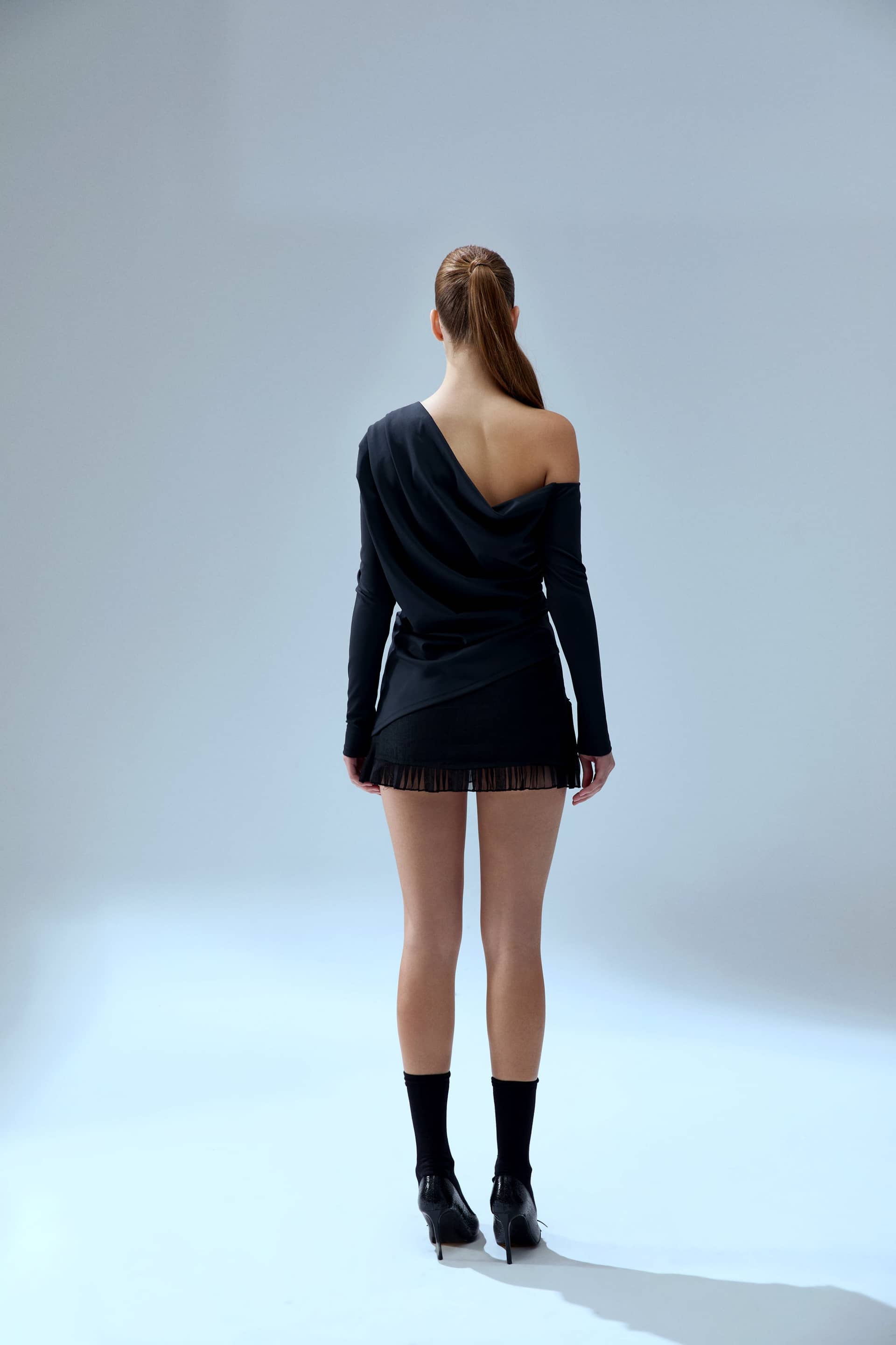 YOUR *ITCH DRAPED LONG SLEEVE TOP - JET BLACK made by PCFG