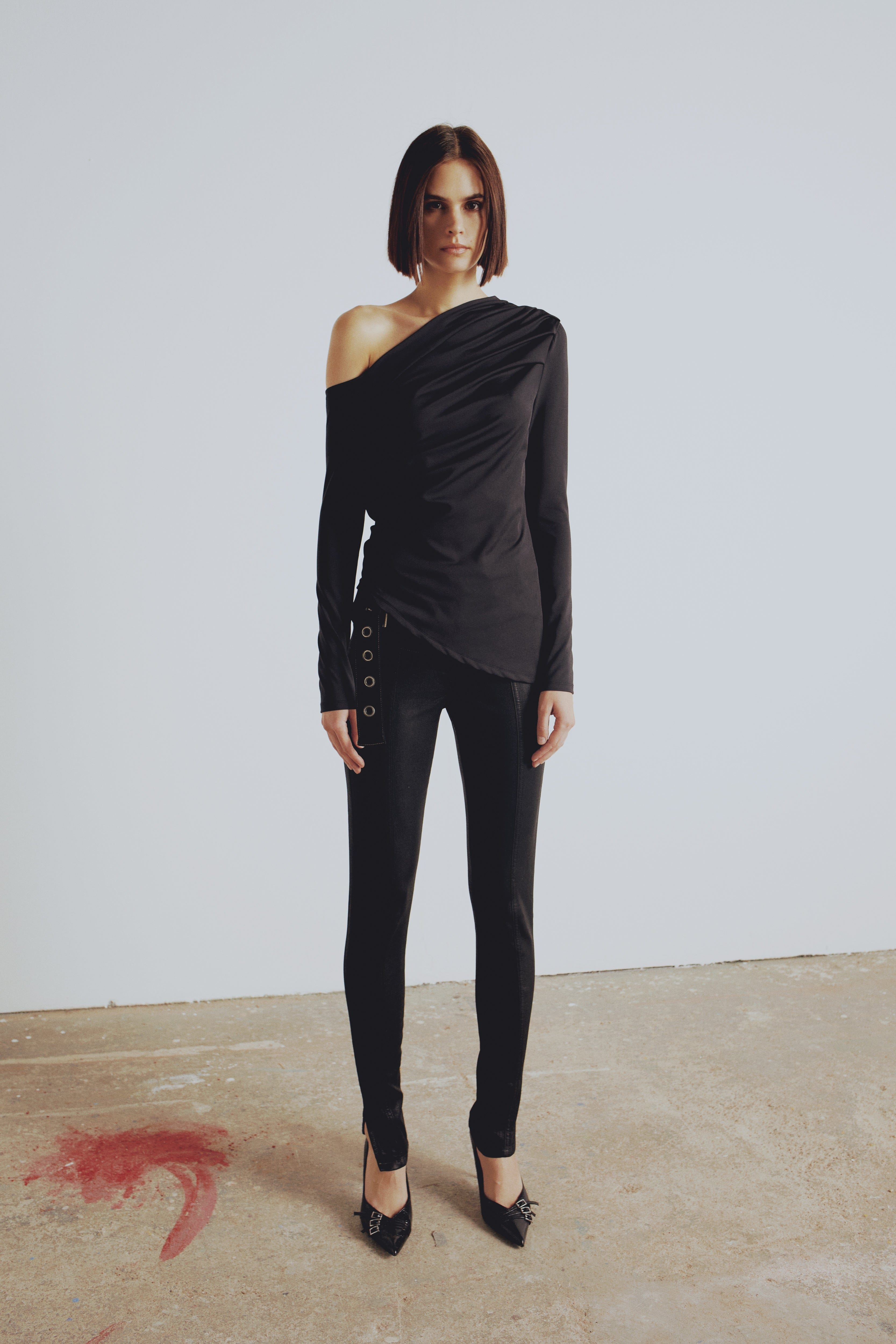 YOUR *ITCH DRAPED LONG SLEEVE TOP - JET BLACK made by PCFG