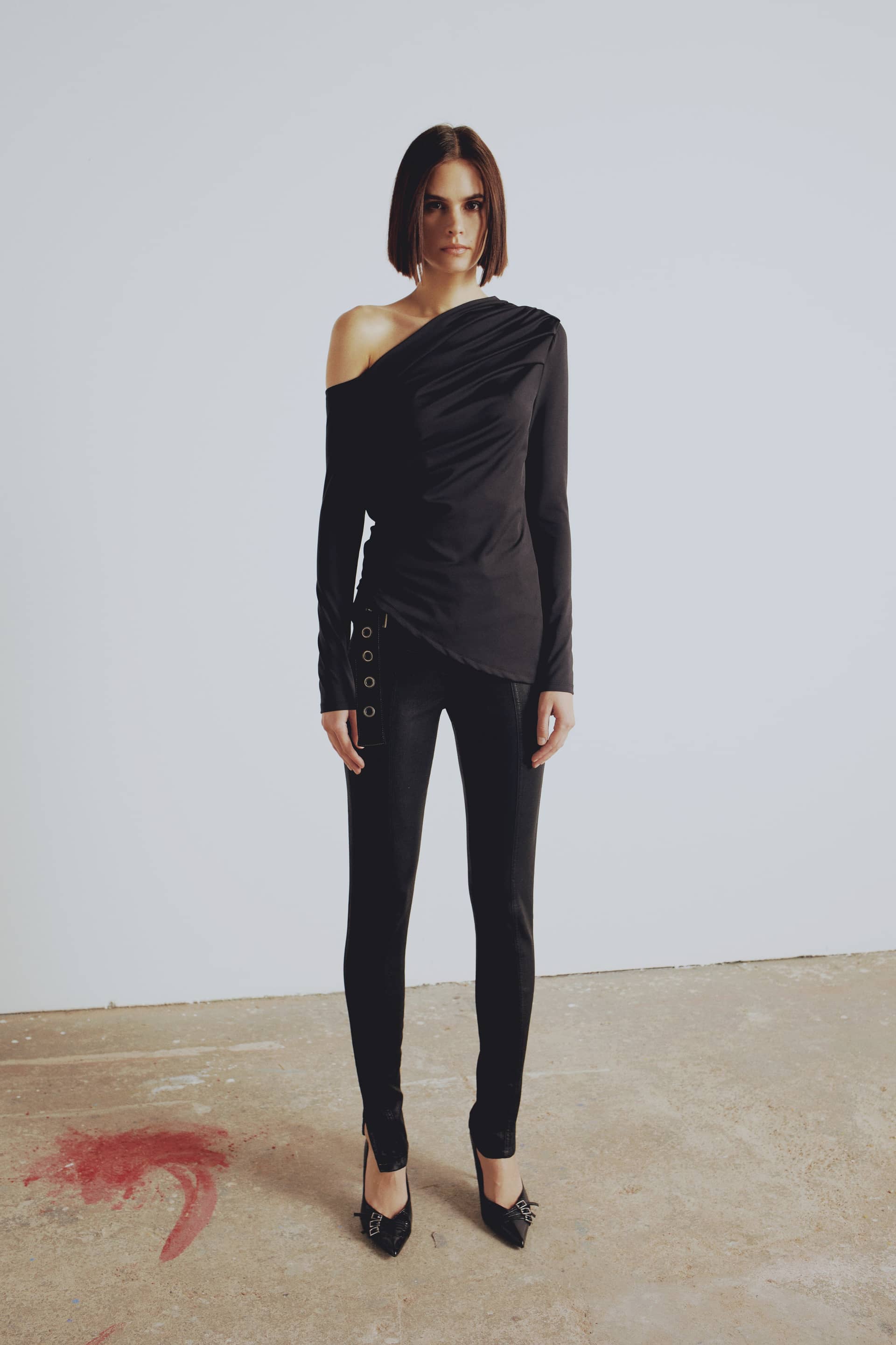 YOUR *ITCH DRAPED LONG SLEEVE TOP - JET BLACK made by PCFG