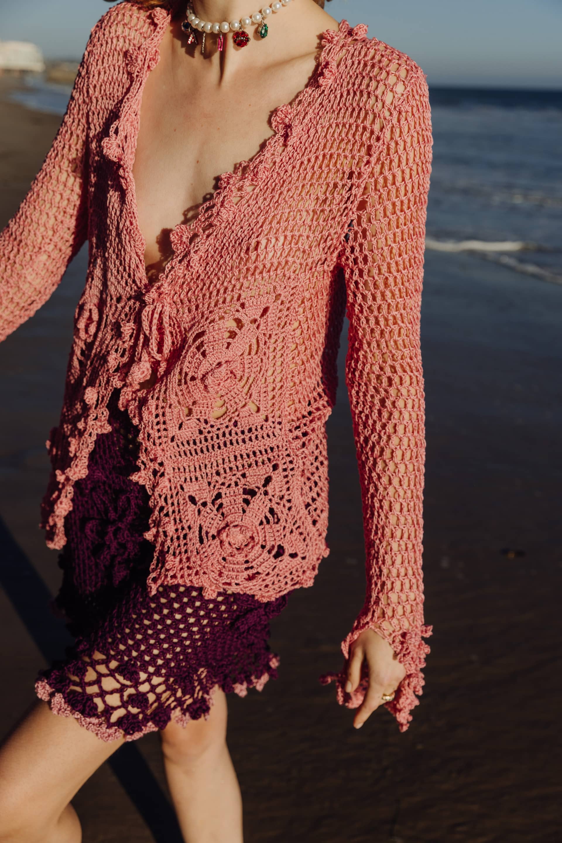 Dust Rose Handmade Crochet Shirt made by ANDREEVA