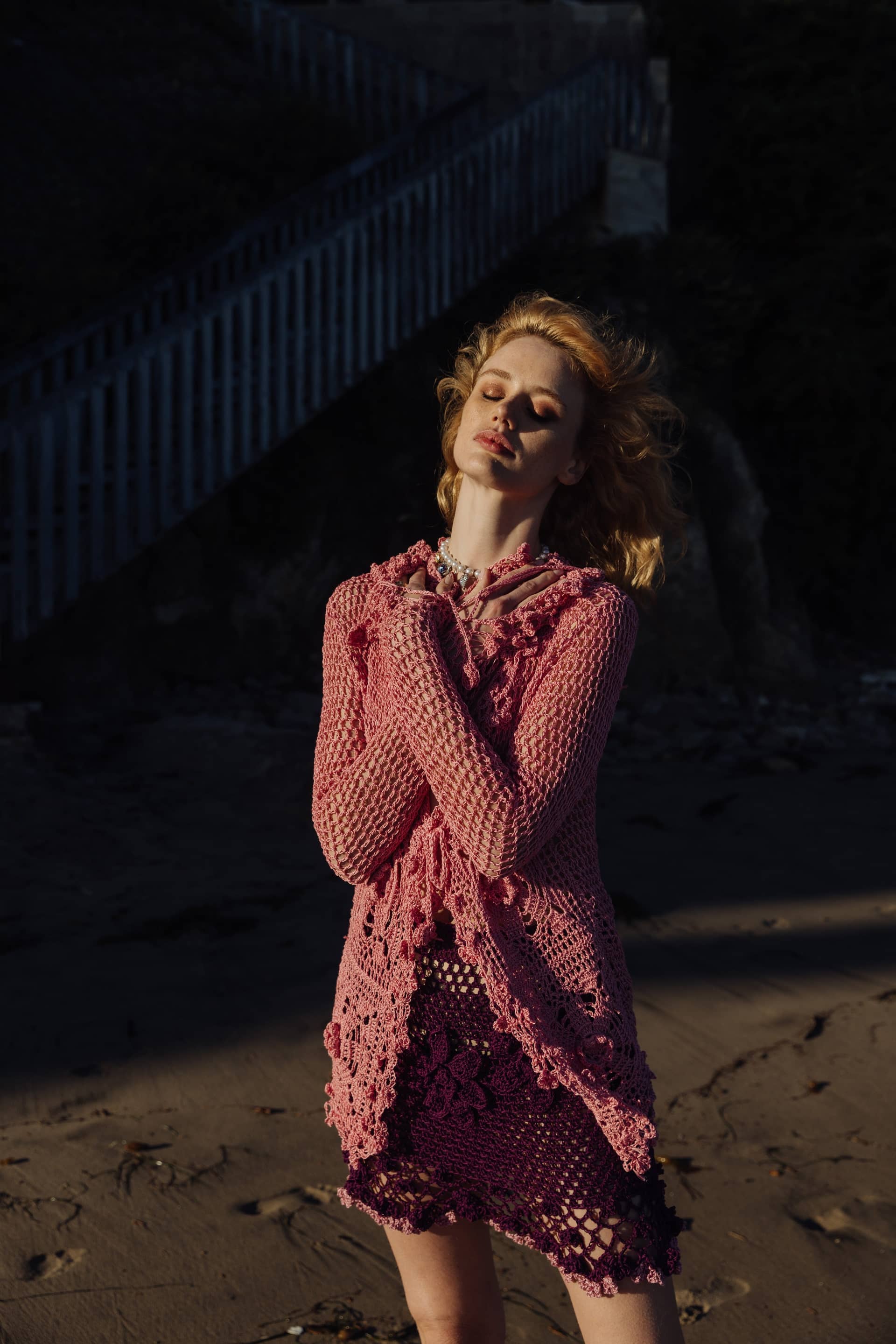 Dust Rose Handmade Crochet Shirt made by ANDREEVA