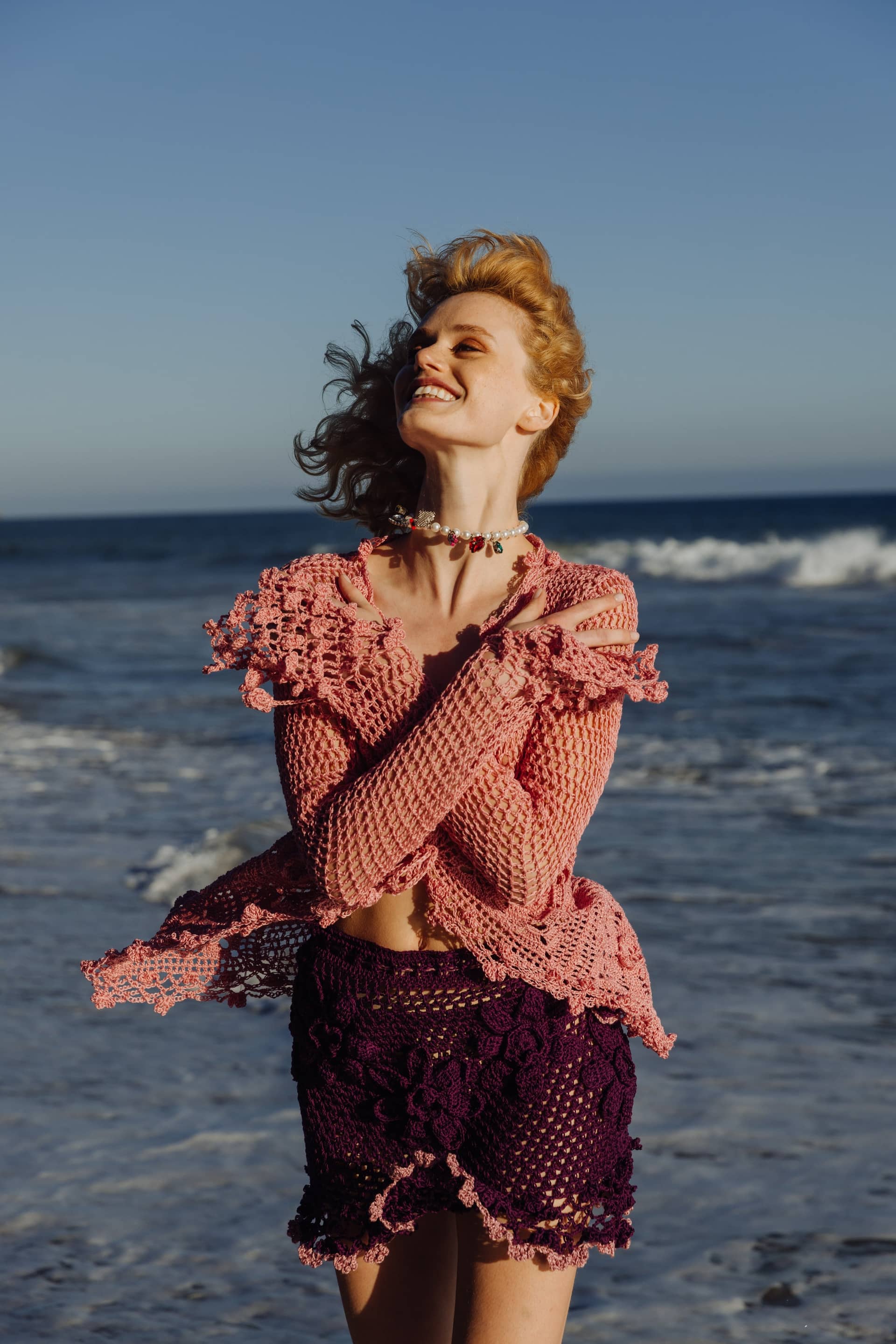 Dust Rose Handmade Crochet Shirt made by ANDREEVA