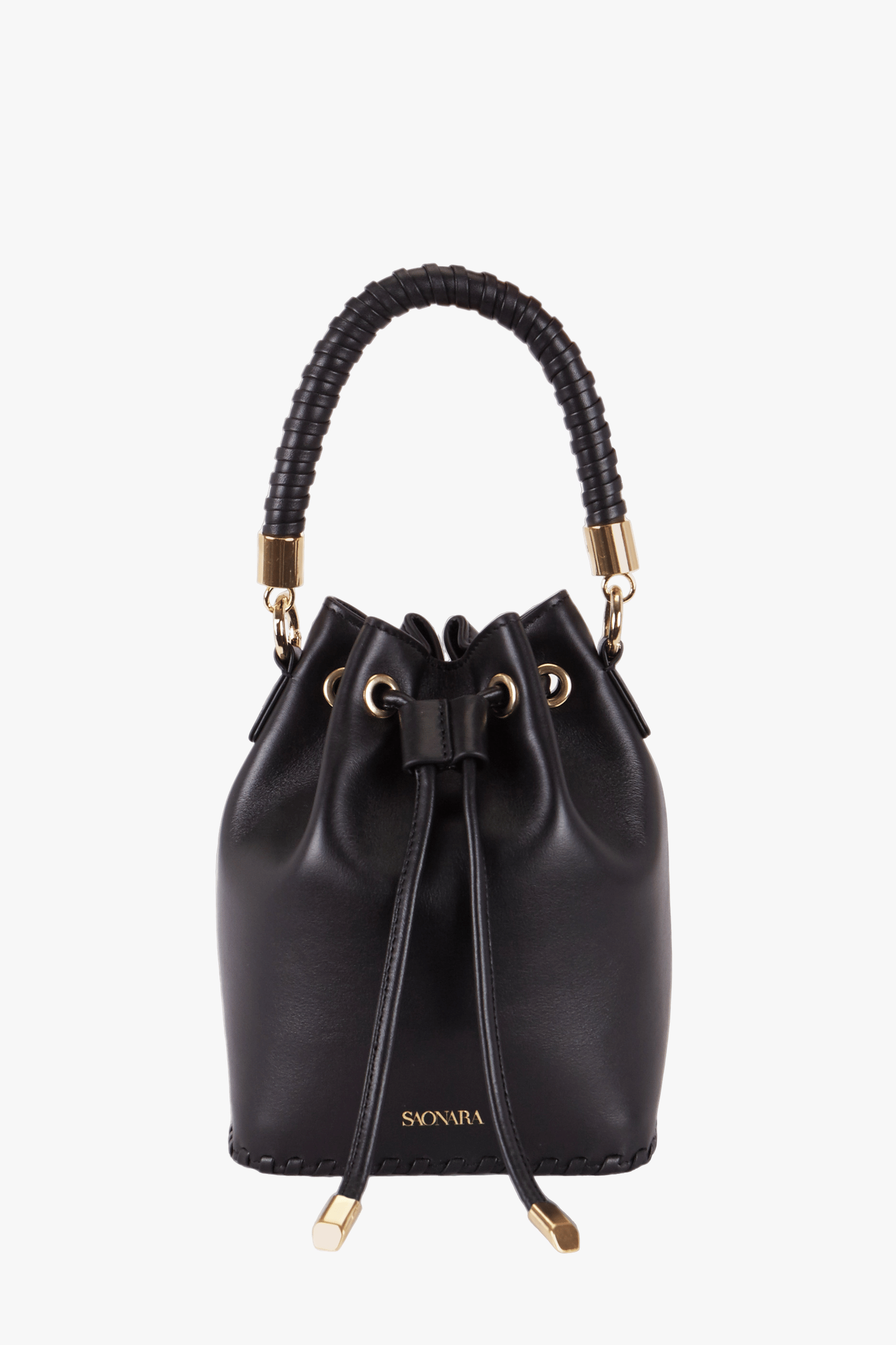 SAONARA MINI BUCKET BLACK PIEL made by Saonara