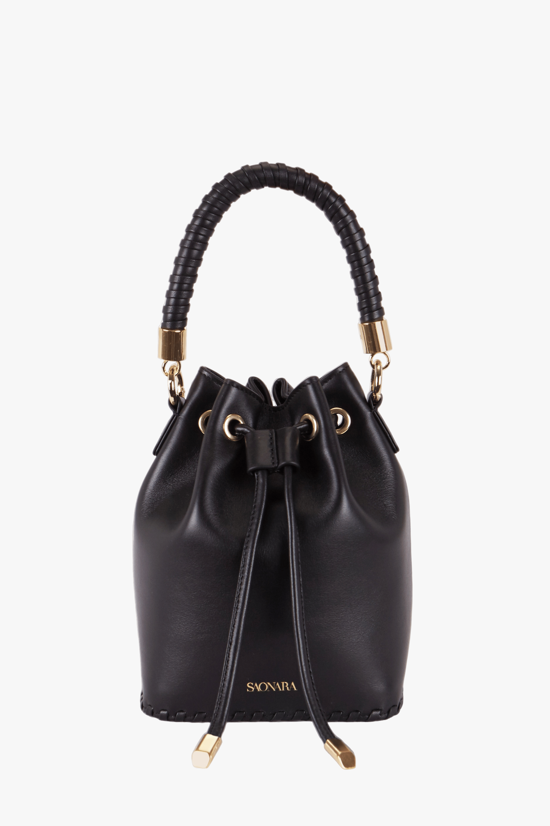 SAONARA MINI BUCKET BLACK PIEL made by Saonara