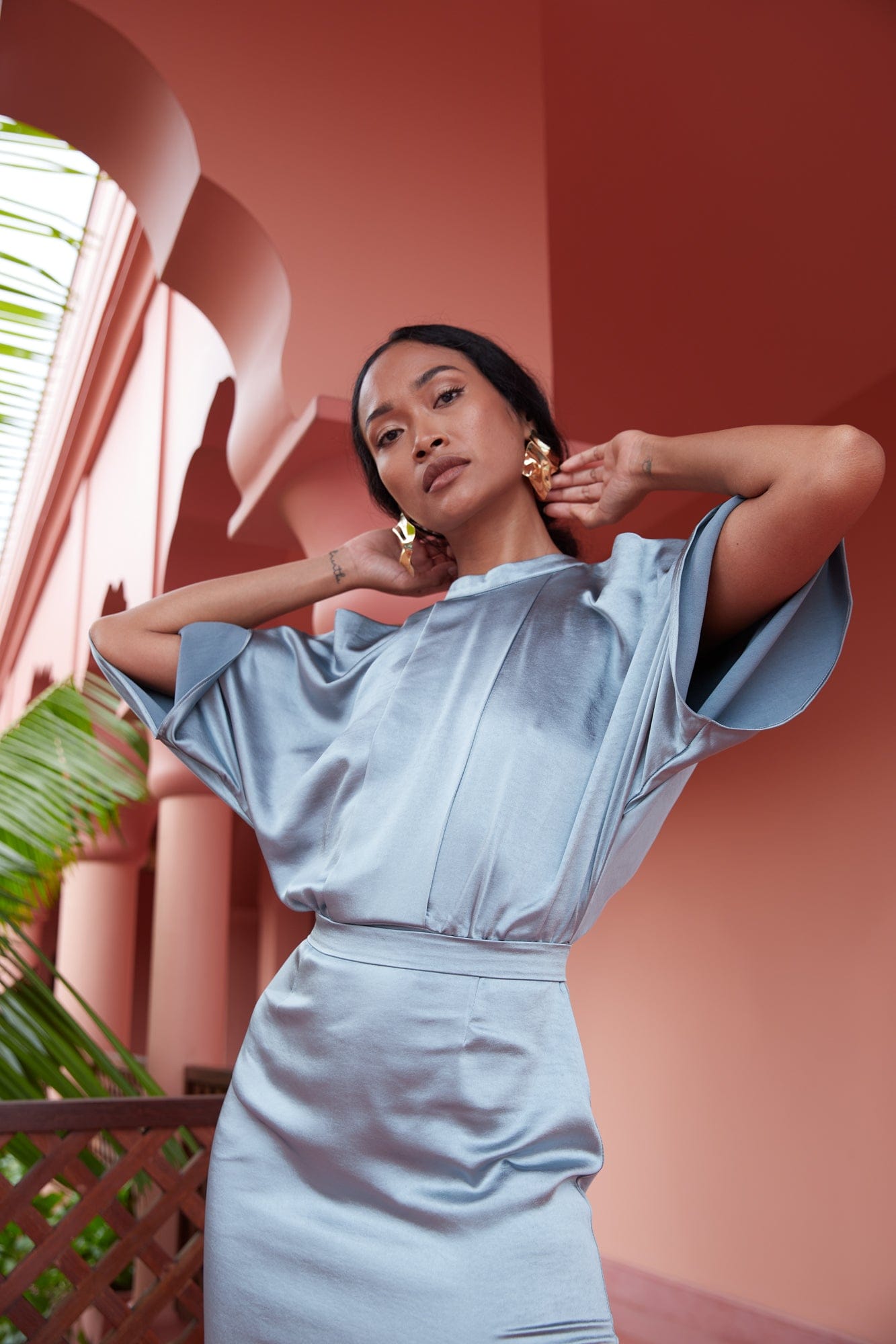 DEVA blue cold shoulder maxi dress made by UNDRESS