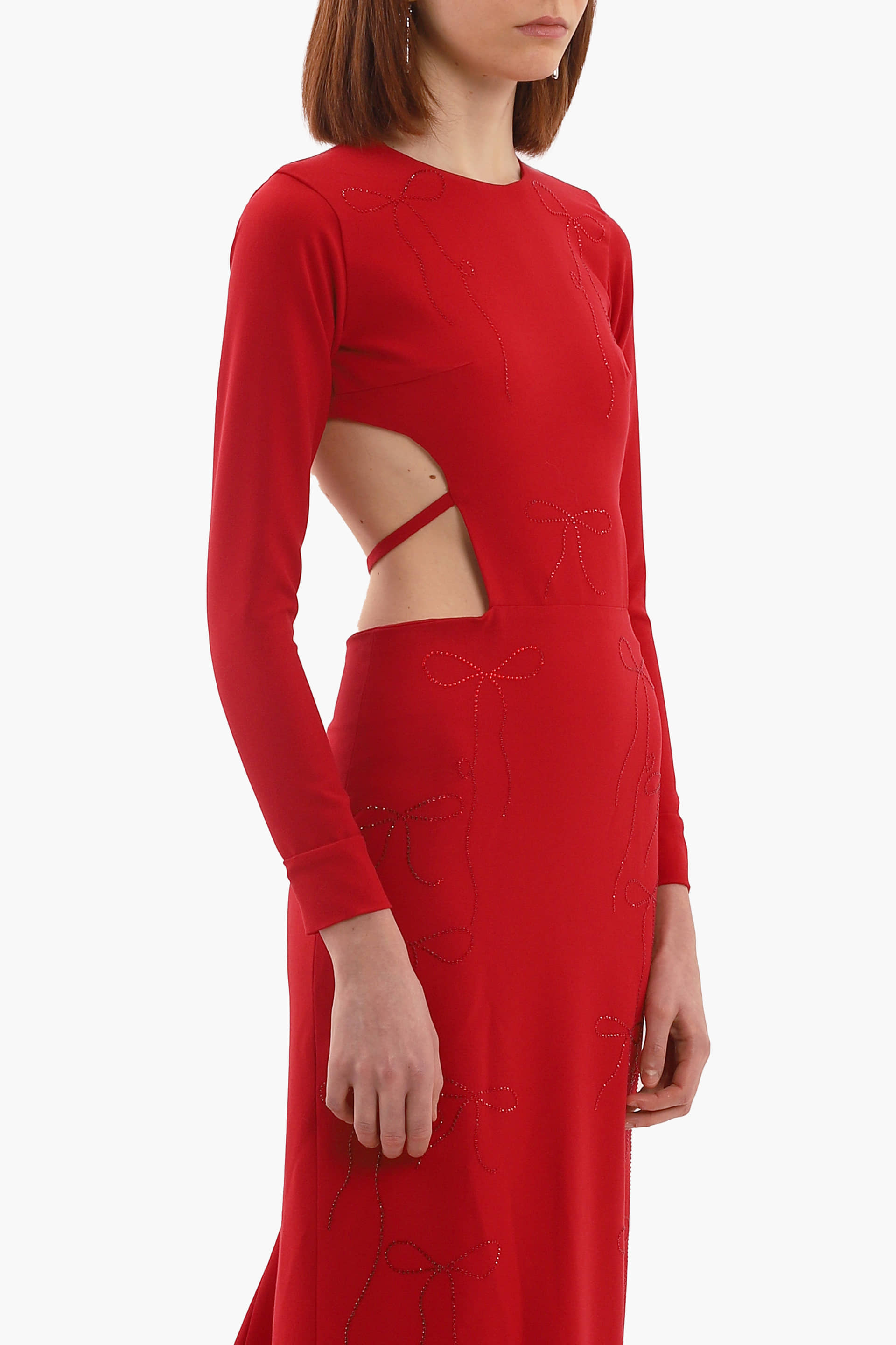 Red crystal bows long dress made by Compte Spain