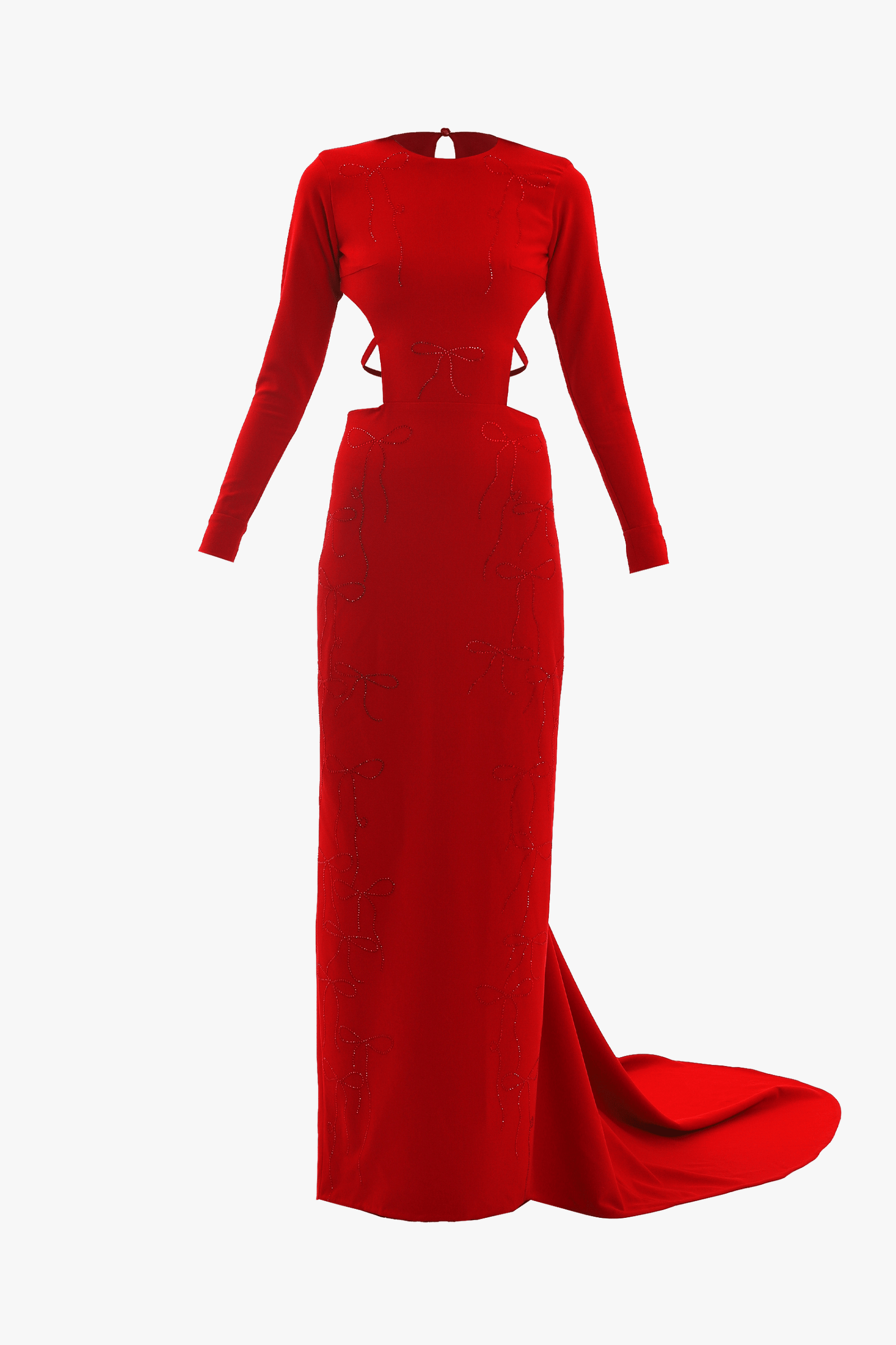 Red crystal bows long dress made by Compte Spain