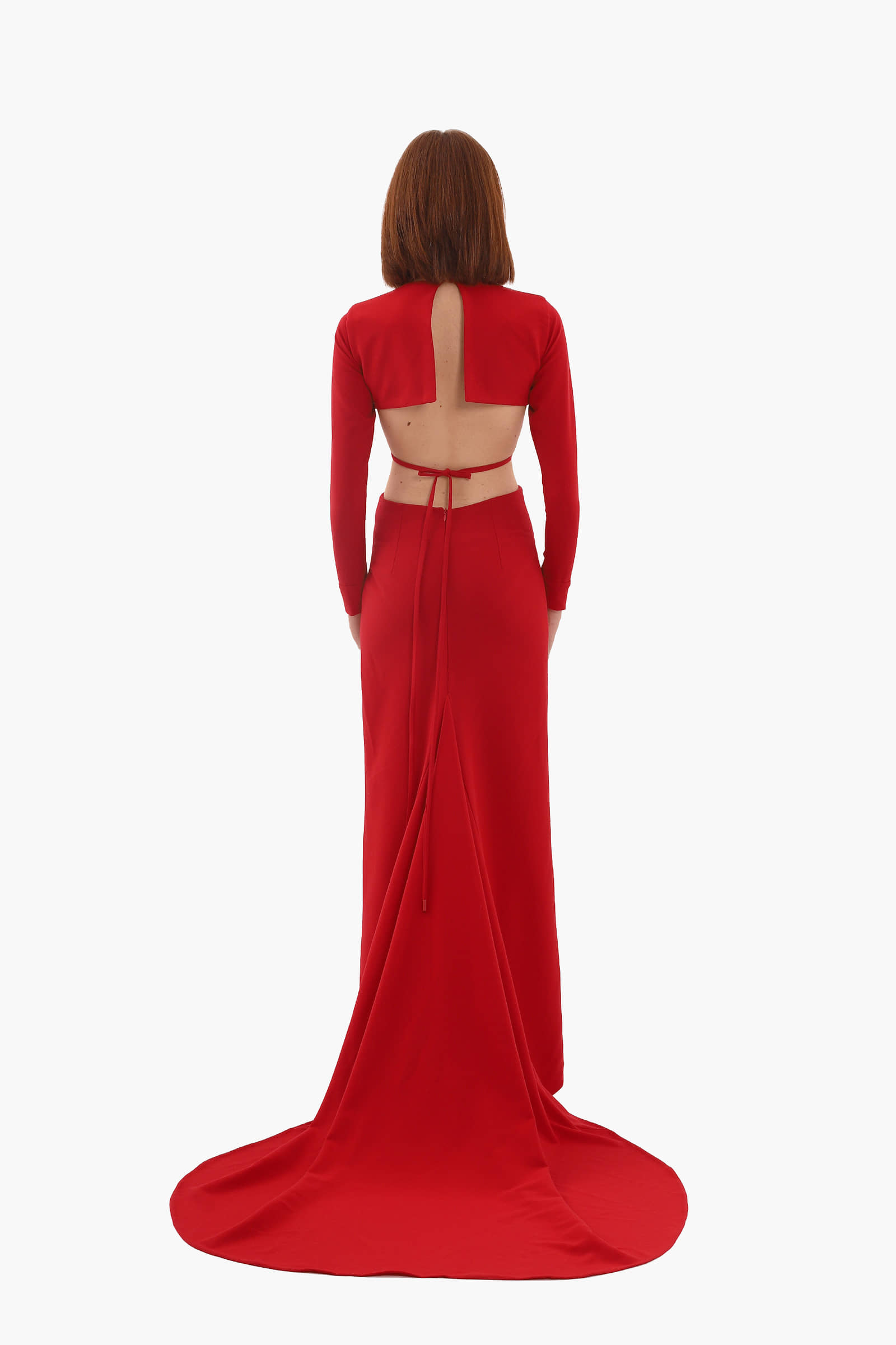 Red crystal bows long dress made by Compte Spain