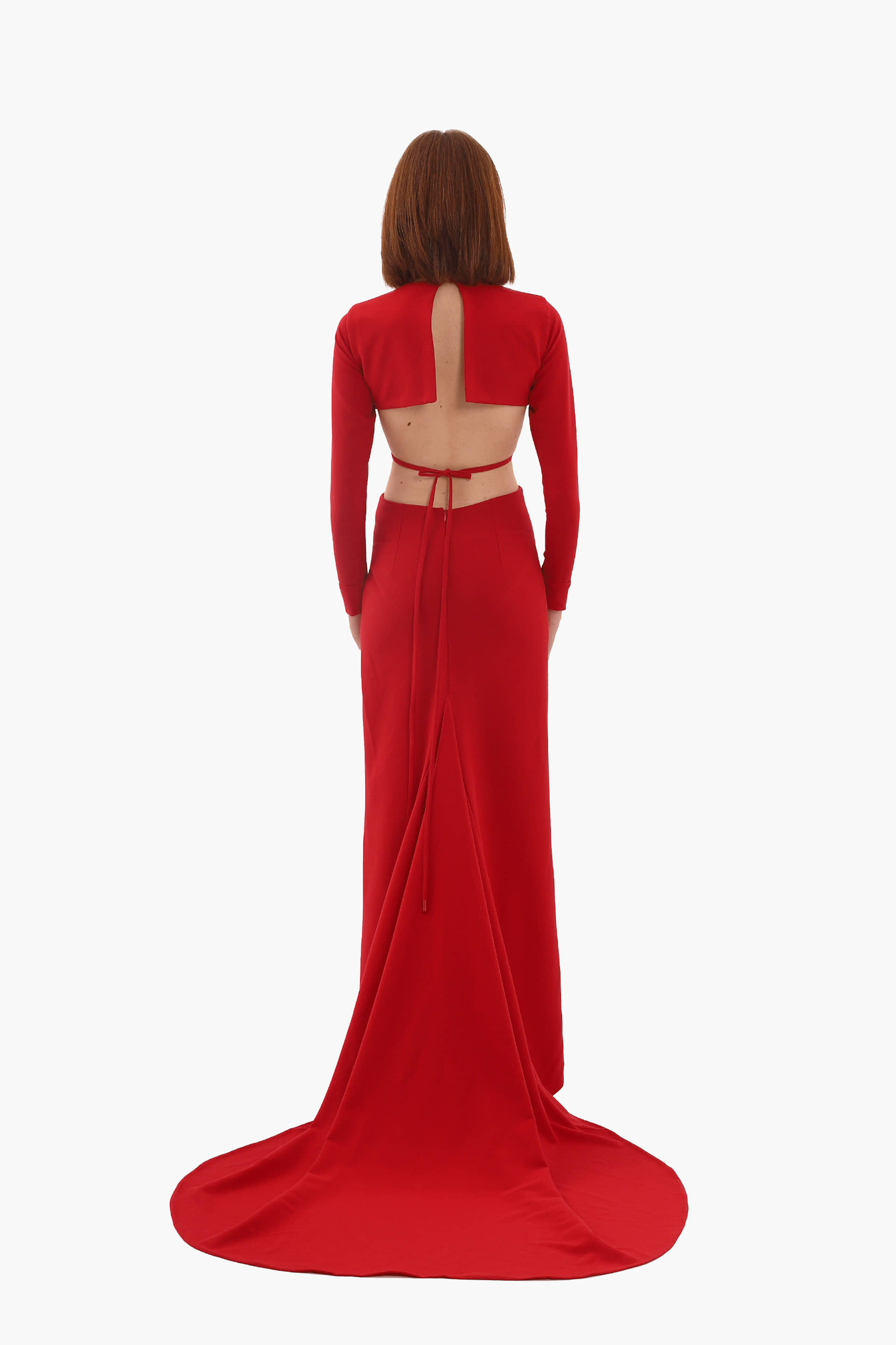 Red crystal bows long dress made by Compte Spain