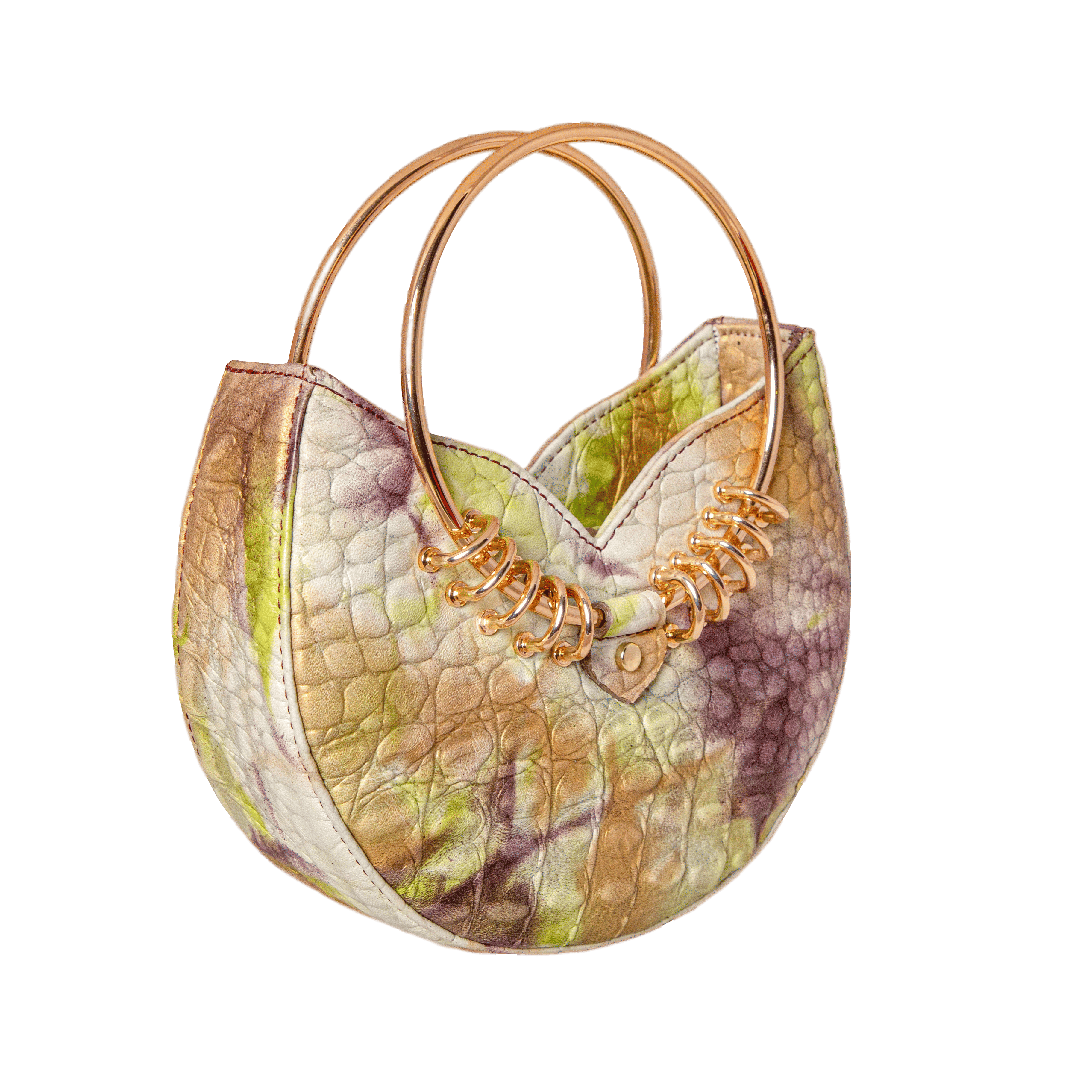 Jari'aa - Aubergine - Metal Top Handle Bag made by ALIEL