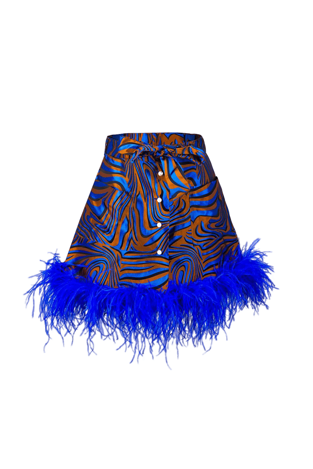 Blue Marilyn Skirt With Feathers Details made by ANDREEVA