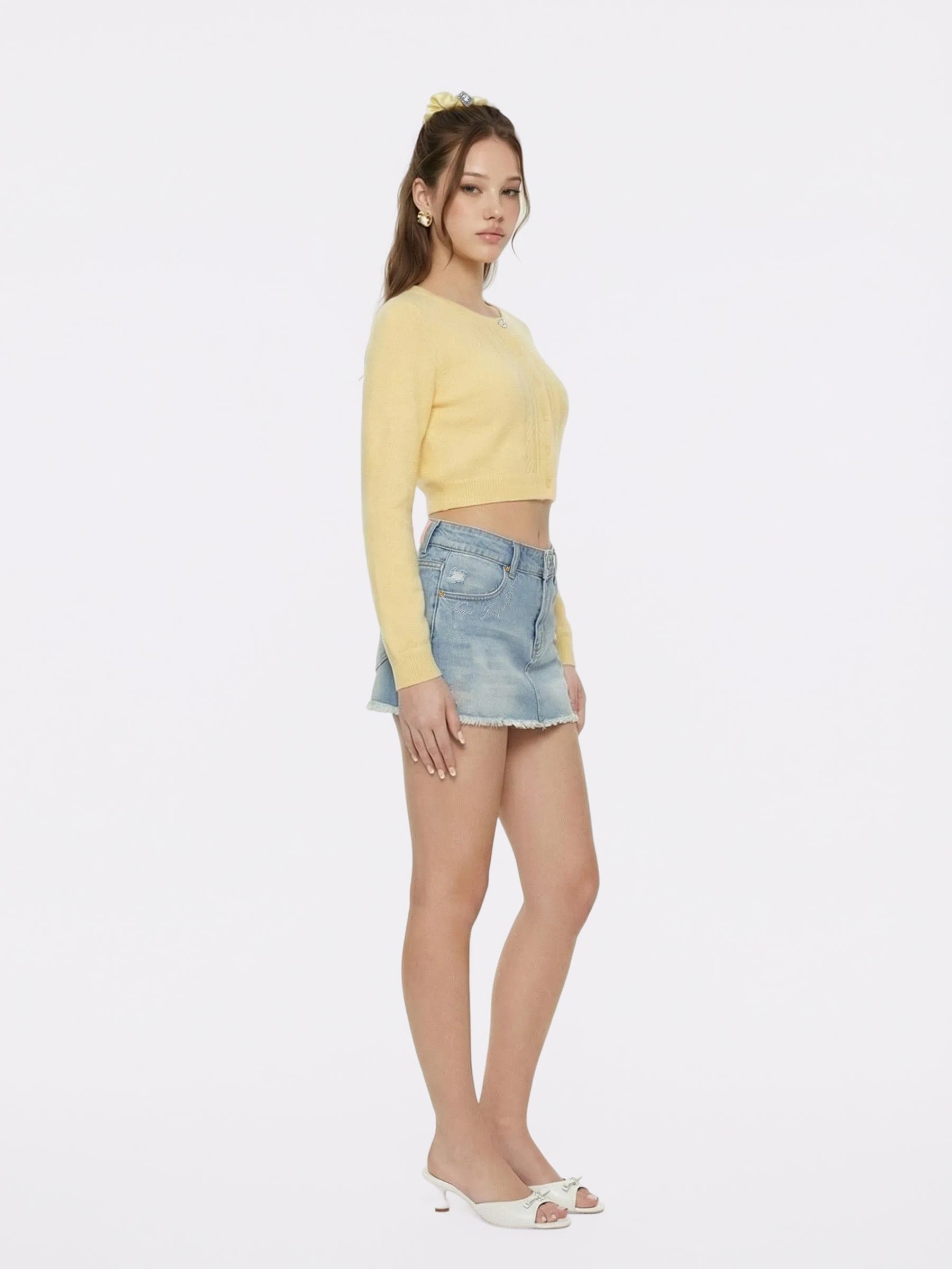 Lexi Low-Rise Light Blue Denim Mini Skirt made by Nana Jacqueline