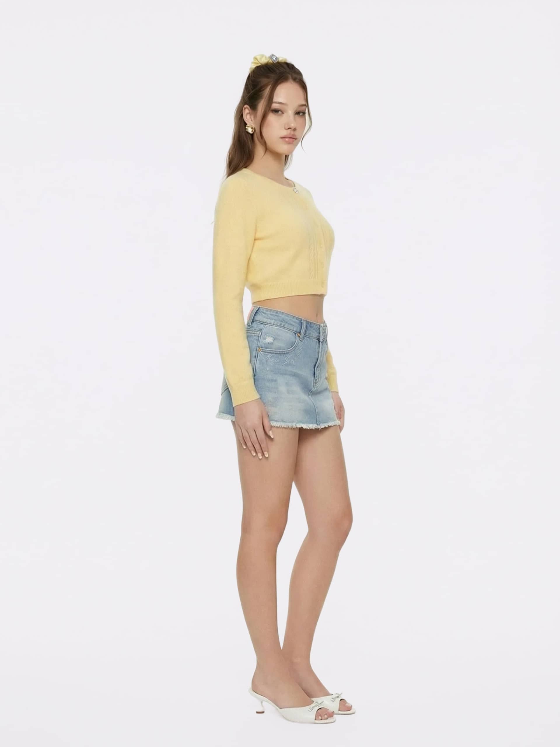 Lexi Low-Rise Light Blue Denim Mini Skirt made by Nana Jacqueline