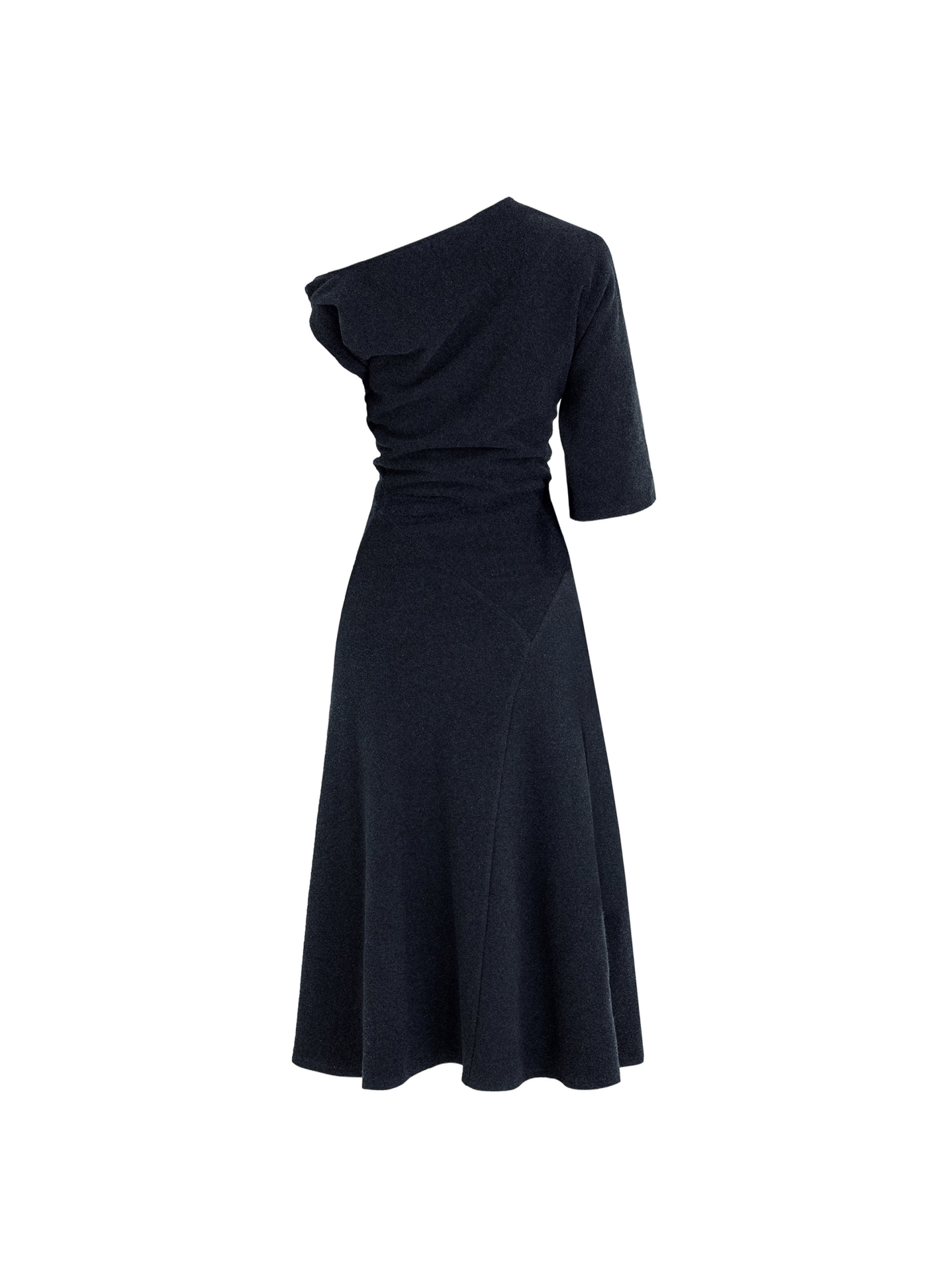 FLEECE ASYMMETRICAL STRUCTURED KNITTED WOOL DRESS made by YIBRI
