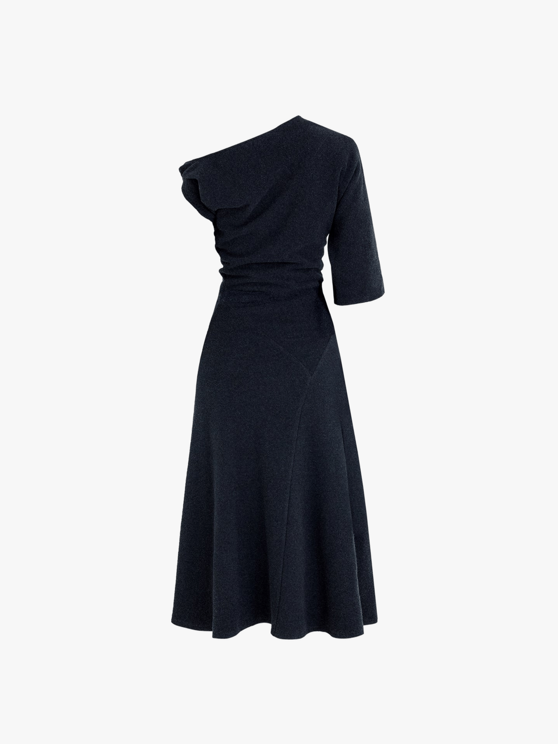 FLEECE ASYMMETRICAL STRUCTURED KNITTED WOOL DRESS made by YIBRI